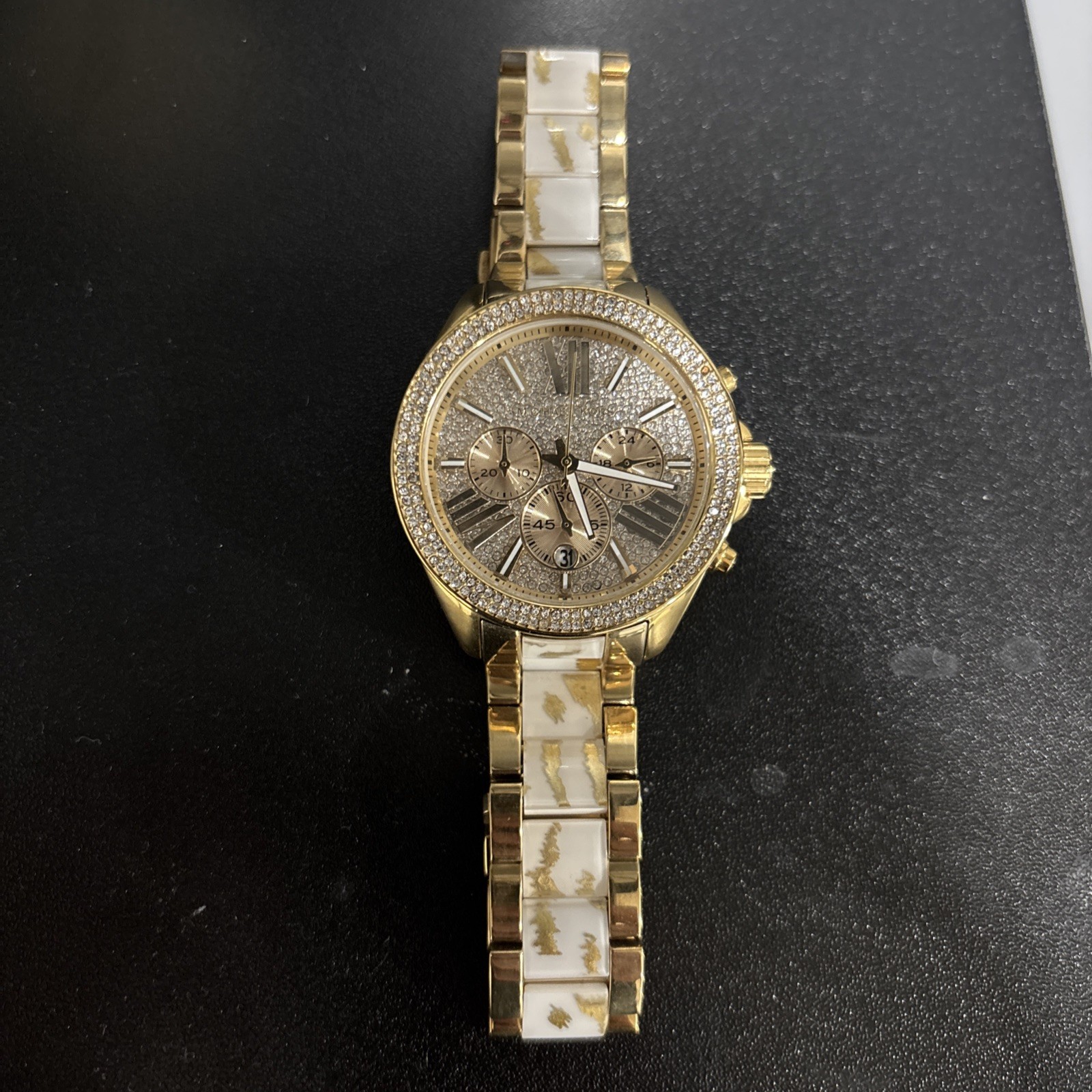 Michael Kors MK6157 Wren 42mm Gold Tone Crystal Chronograph Quartz Women’s Watch