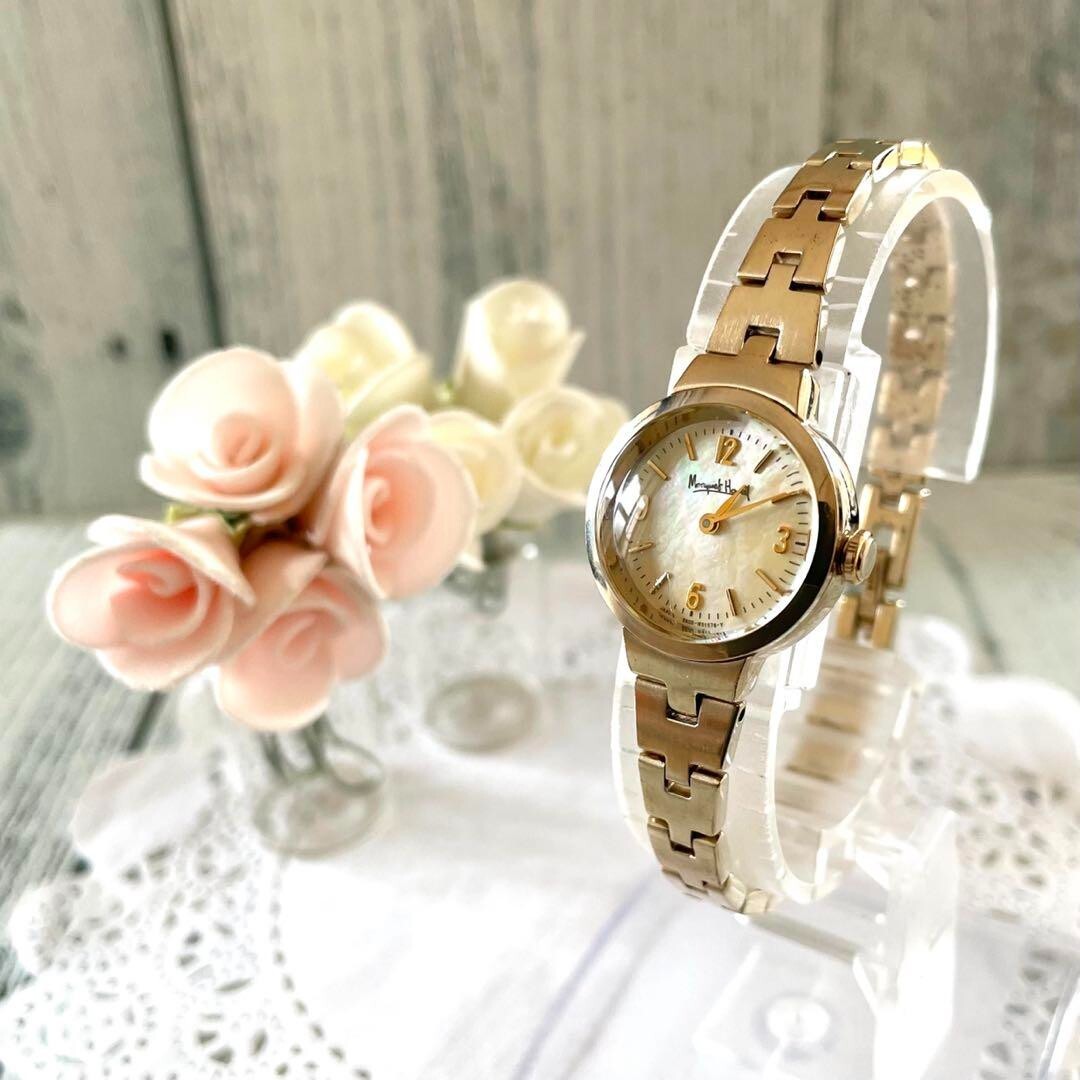 MARGARET HOWELL Watch Round Gold Used From Japan Check description