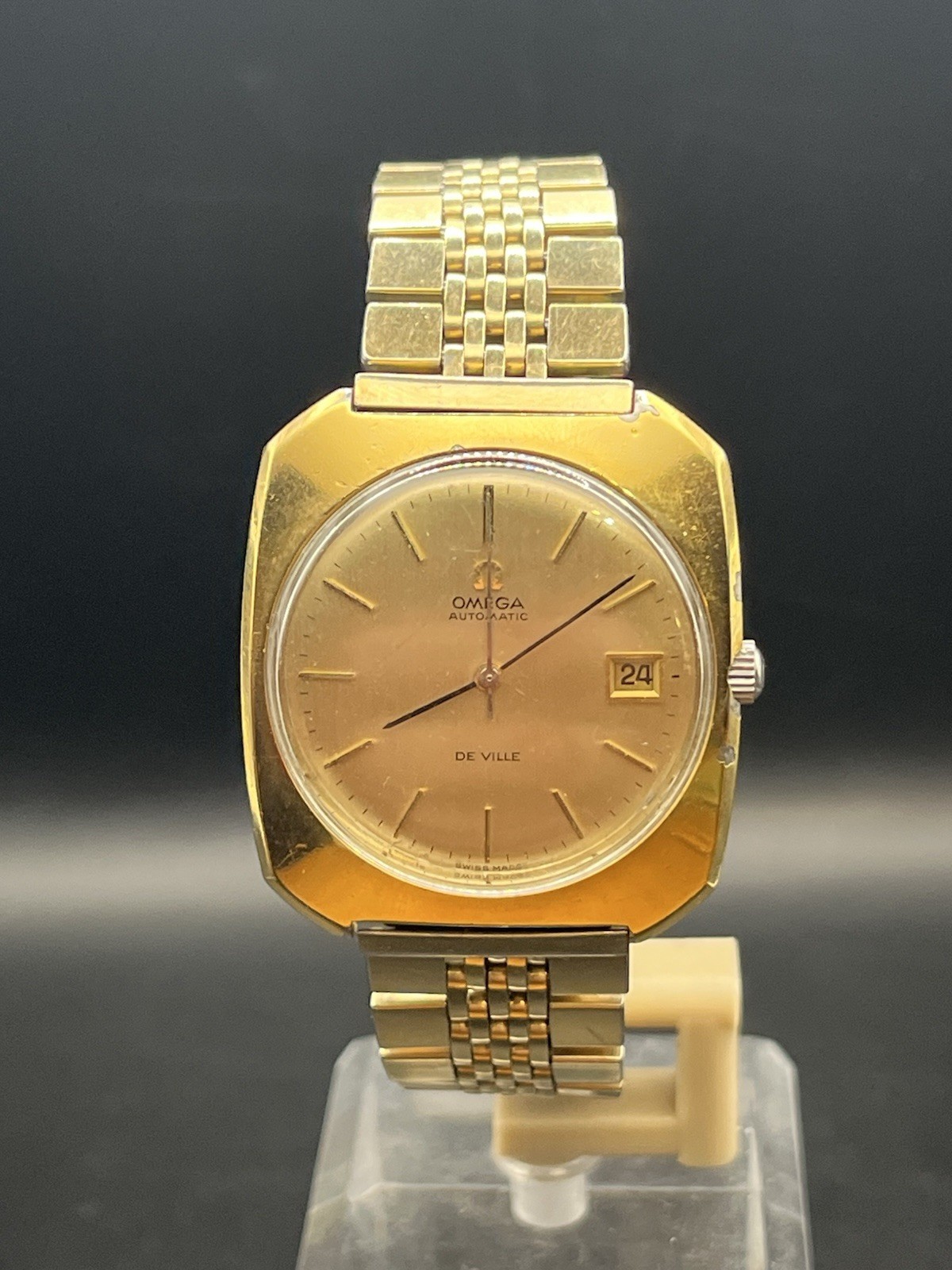 Vintage Omega De Ville, Automatic, w/ Date, Original Rice-Bead Bracelet ~ 1970