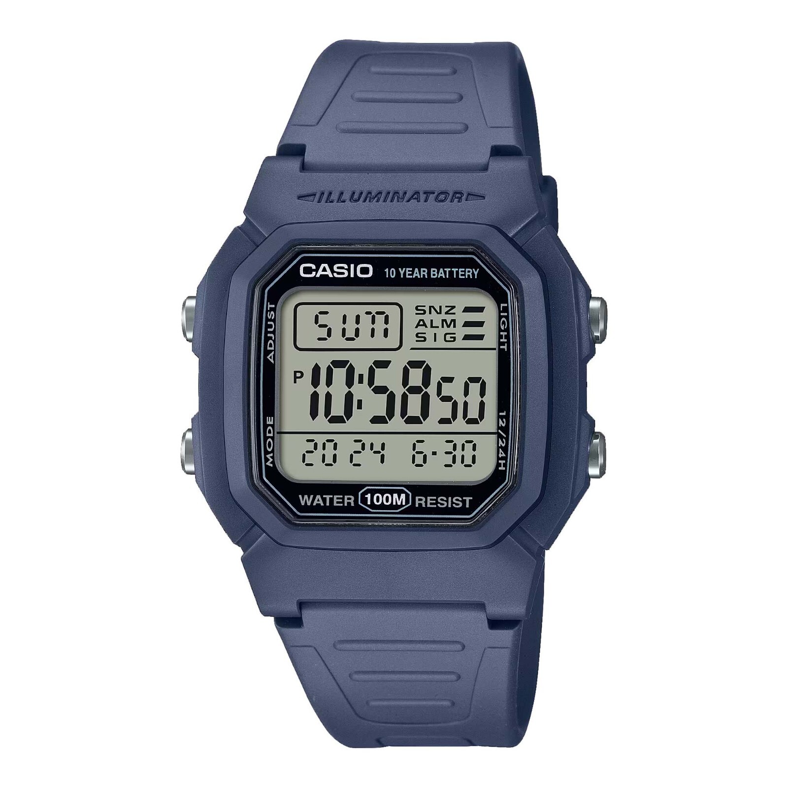 Casio W800H-2AV Men’s Resin Band 100M Snooze Alarm Chronograph Digital Watch