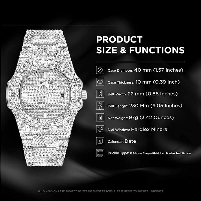 Gosasa Luxury Unisex Crystal Diamond Watches Big Face Women’s Men’s Quartz Watch
