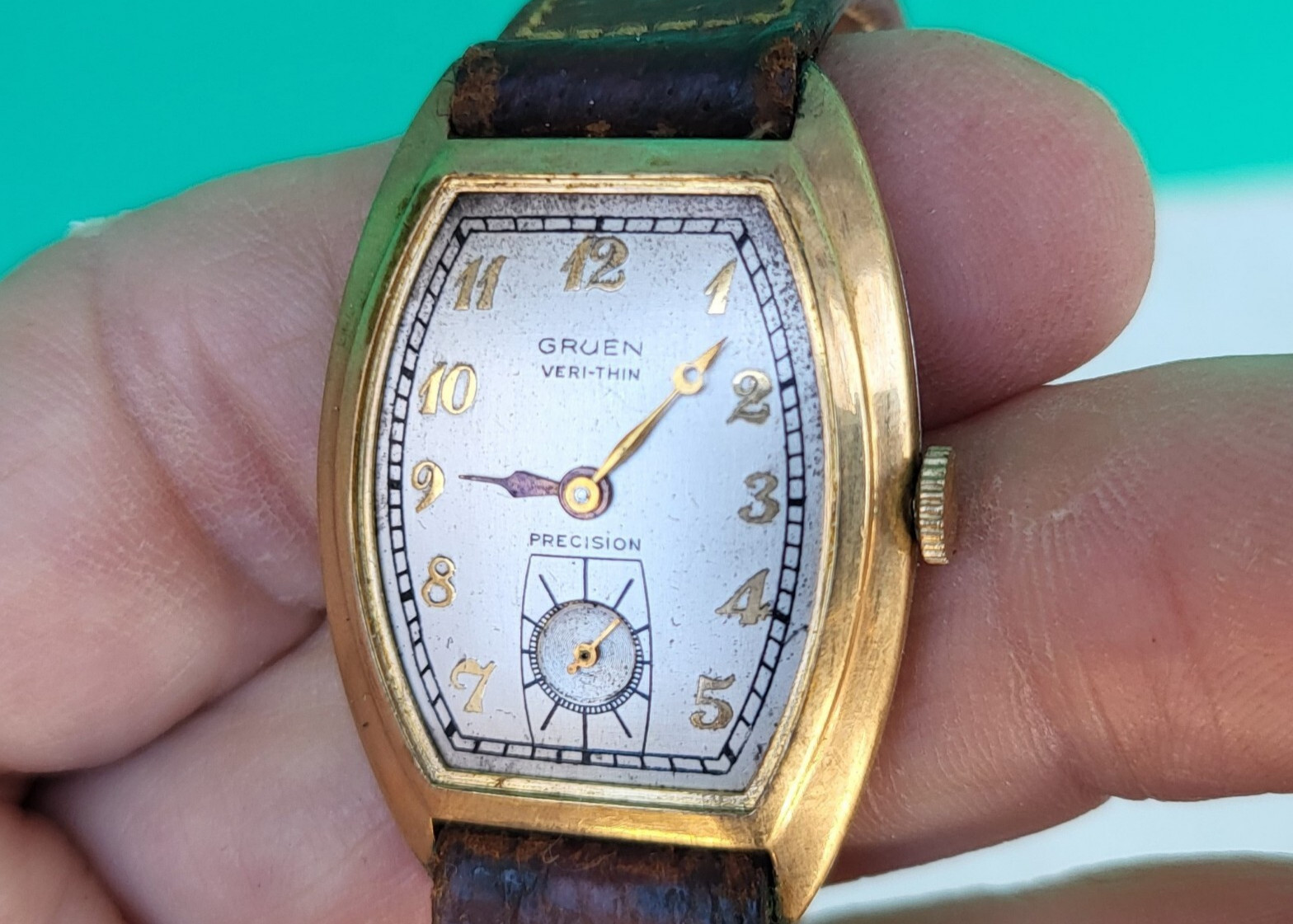 Gruen Veri Thin Mens Watch Art Deco 405-337 Gold Filled Bezel REPAIR or PARTS