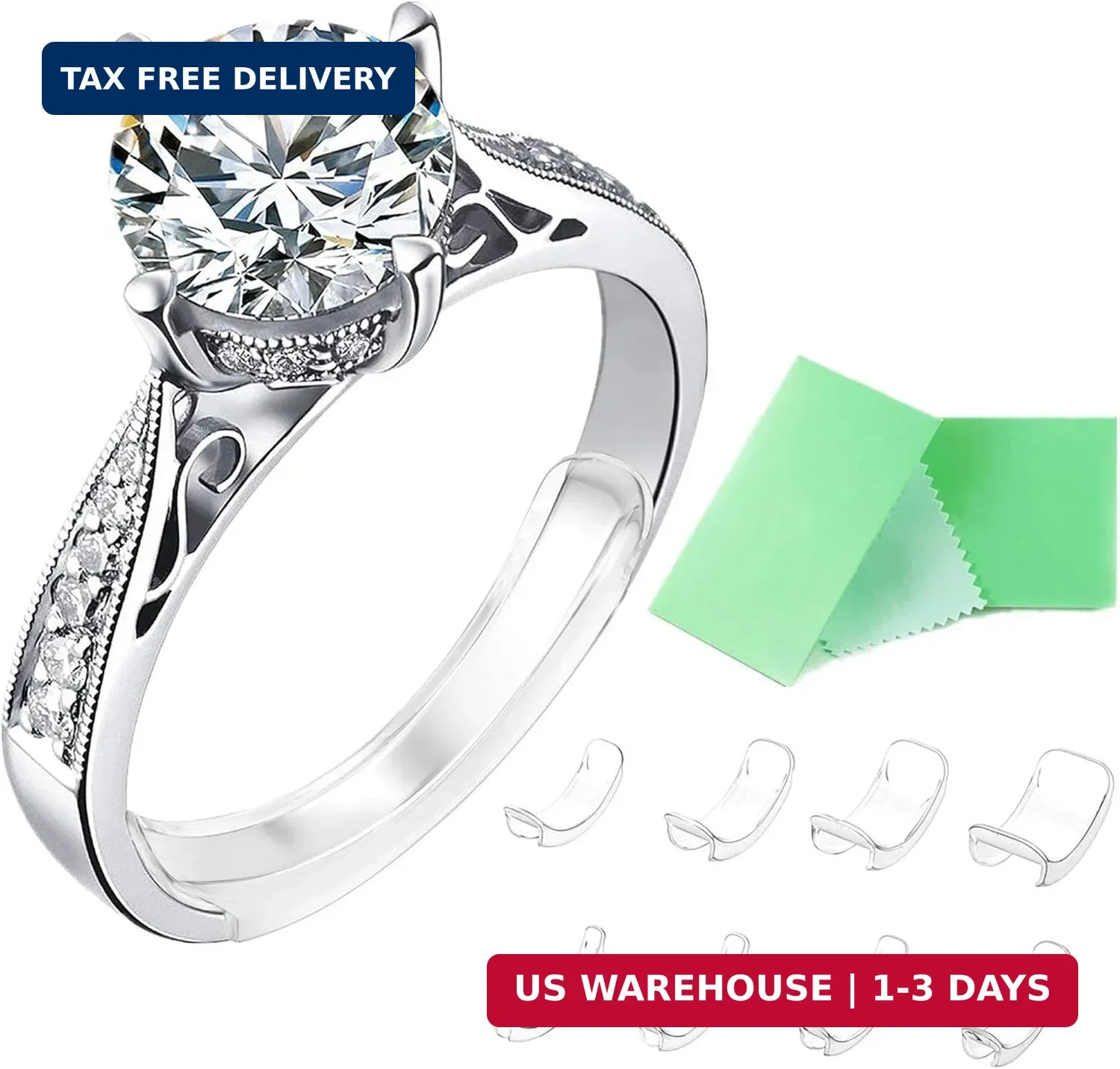 Feramox Ring Size Adjuster for Loose Rings, Invisible Clip-on Guards(8 pcs) | St