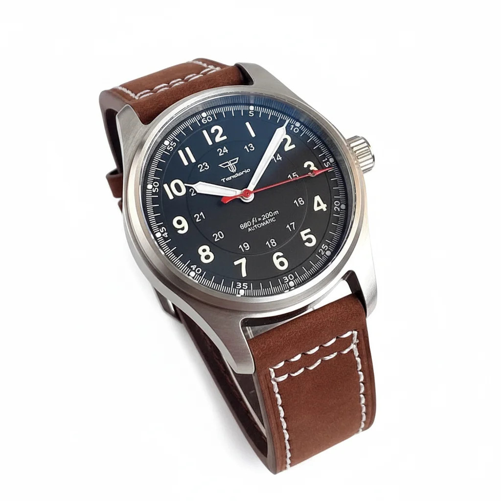 NH35 Tandorio 39mm Vintage Field Dial Diving Watch Mechanical Men Wristwatch
