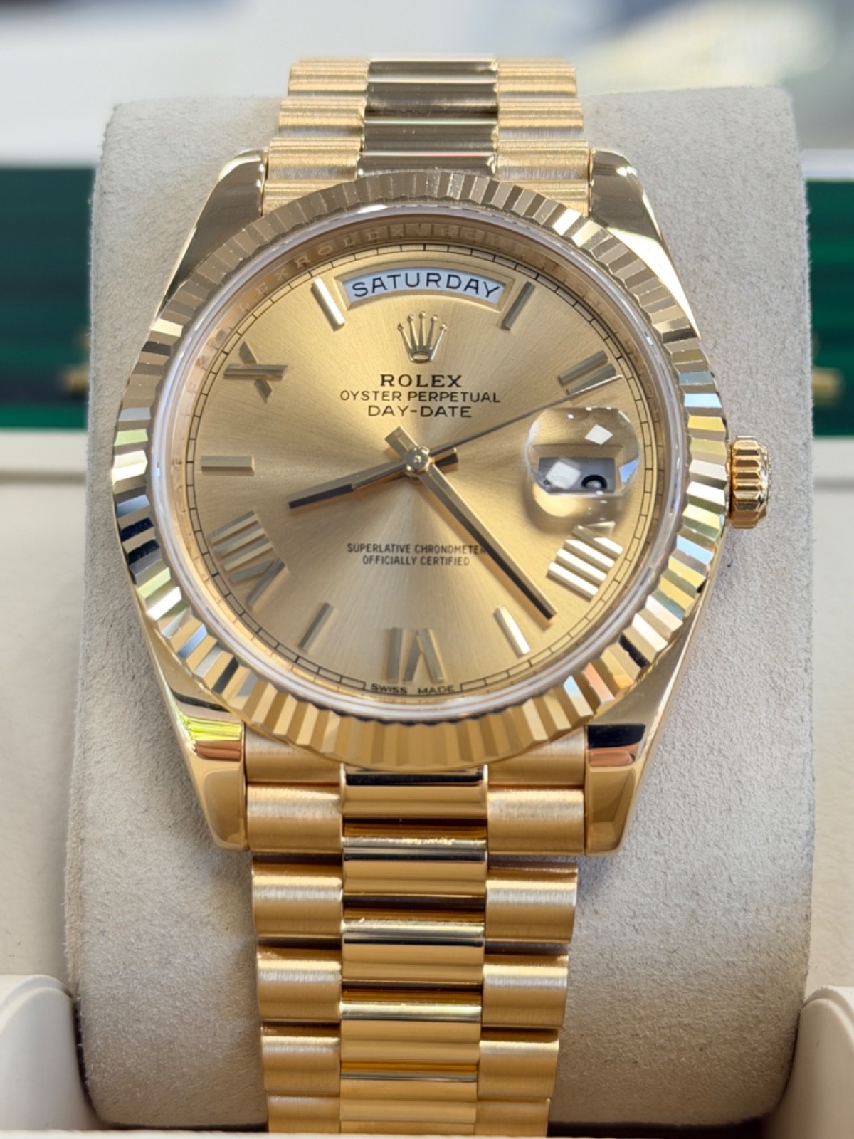 Rolex Day-Date President 40mm 228238 Champagne Roman Dial Watch BOX & PAPERS