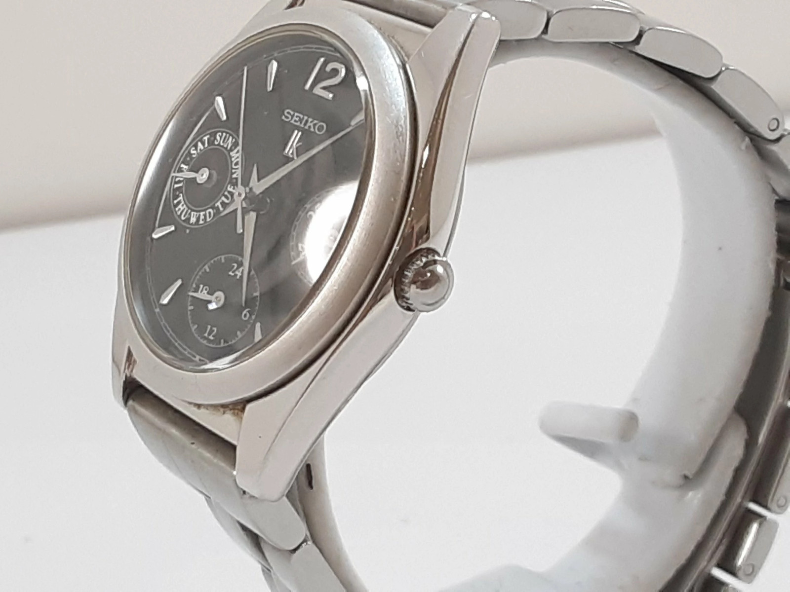 SEIKO LUKIA Ladies Wristwatch 5Y89 0A10 Black Silver SS Bracelet Triple Calendar