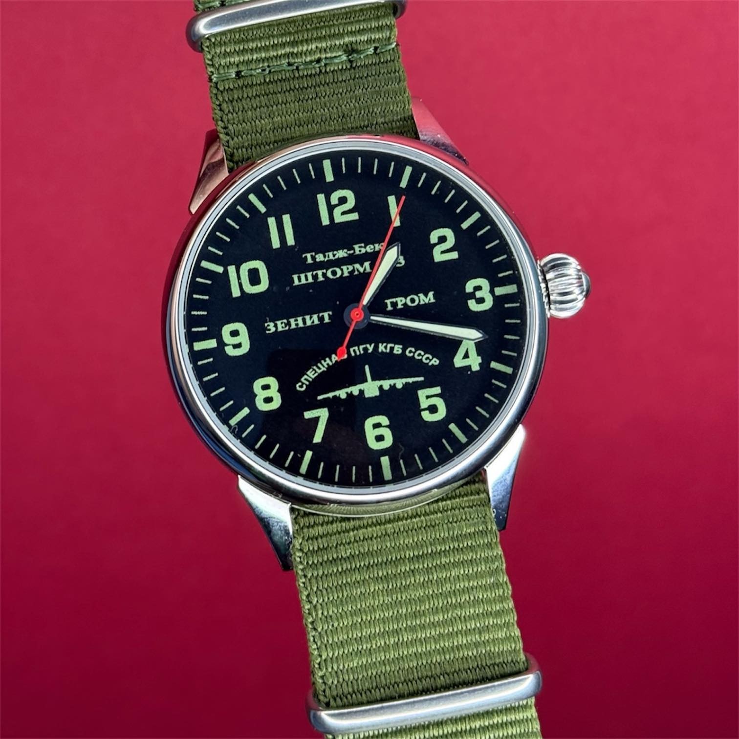 Raketa Watch Mechanical Storm Aviator USSR Wrist Vintage Green Soviet Men’s