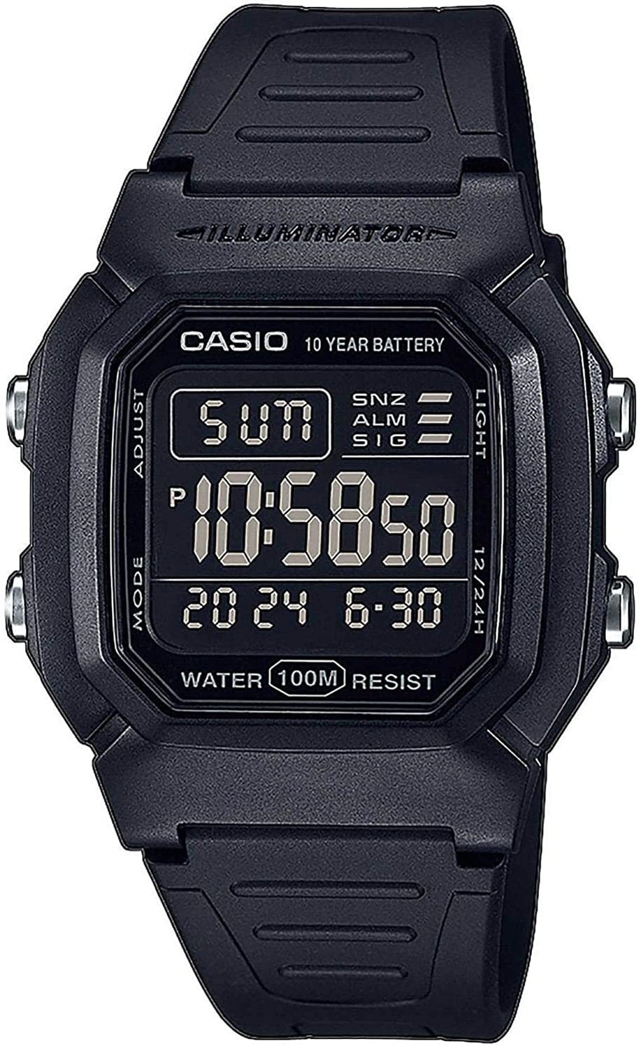CASIO Digital Men’s Watch W-800H-1BV Black Inverted LCD STANDARD