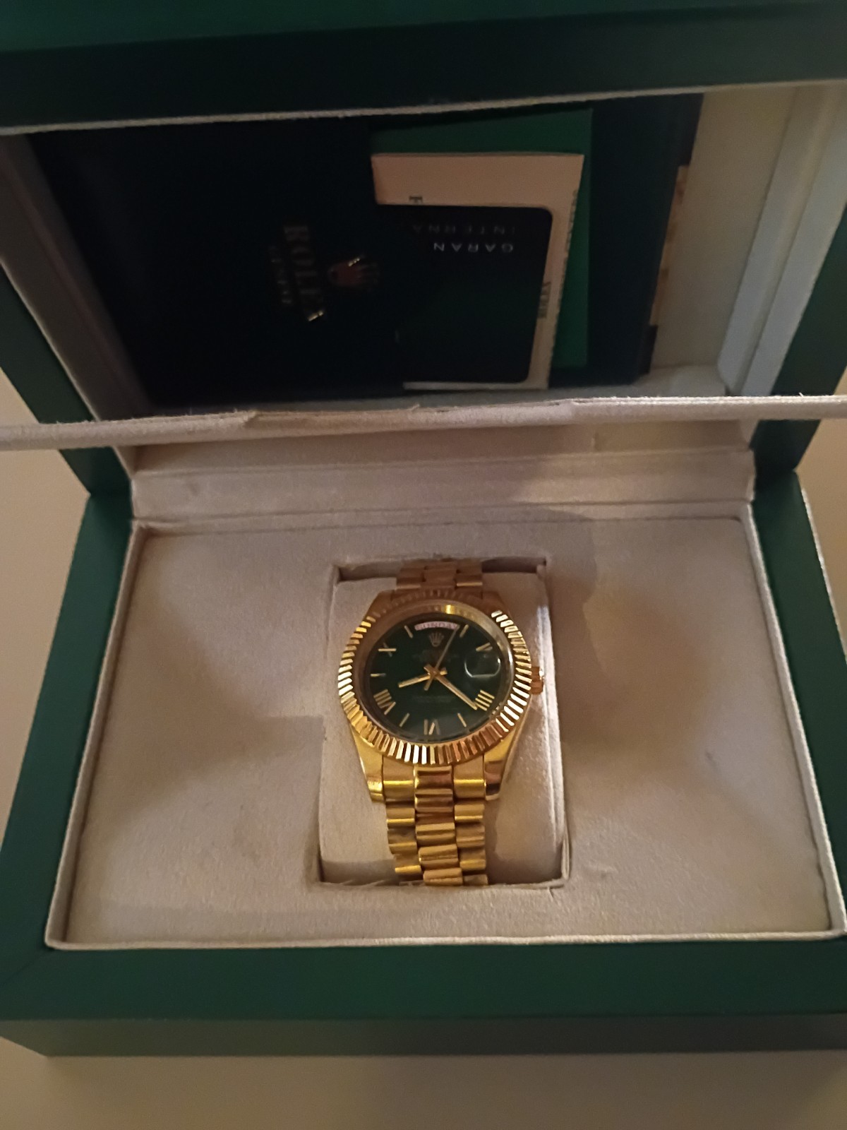 Rolex Day-Date 228238 Gold President Bracelet with Gold Bezel