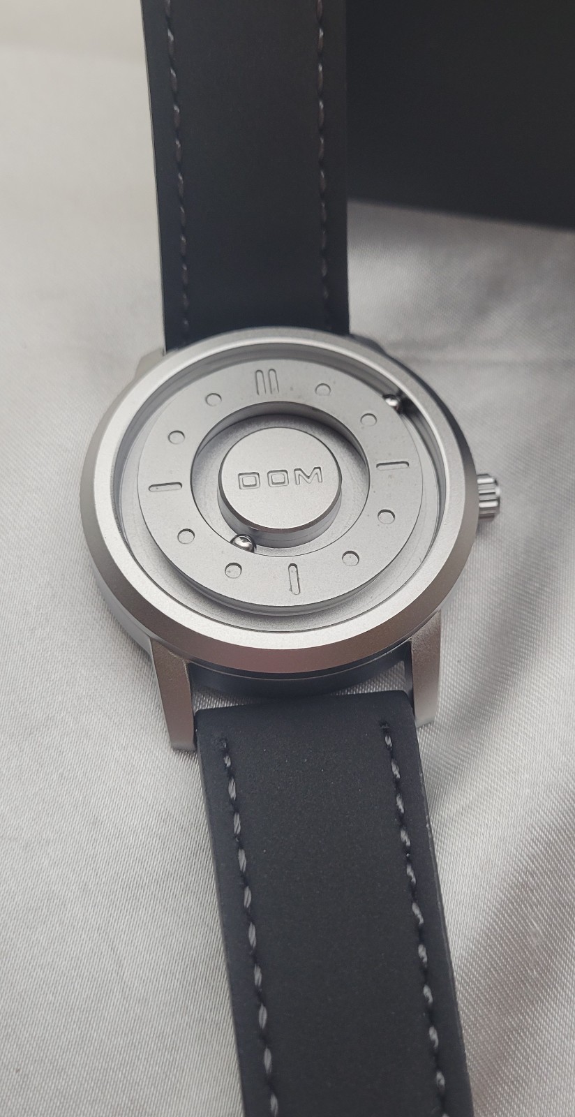 Mens DOM Orion Flow M1805 Magnetic Ball Display Watch W/Leather Strap SilverFace