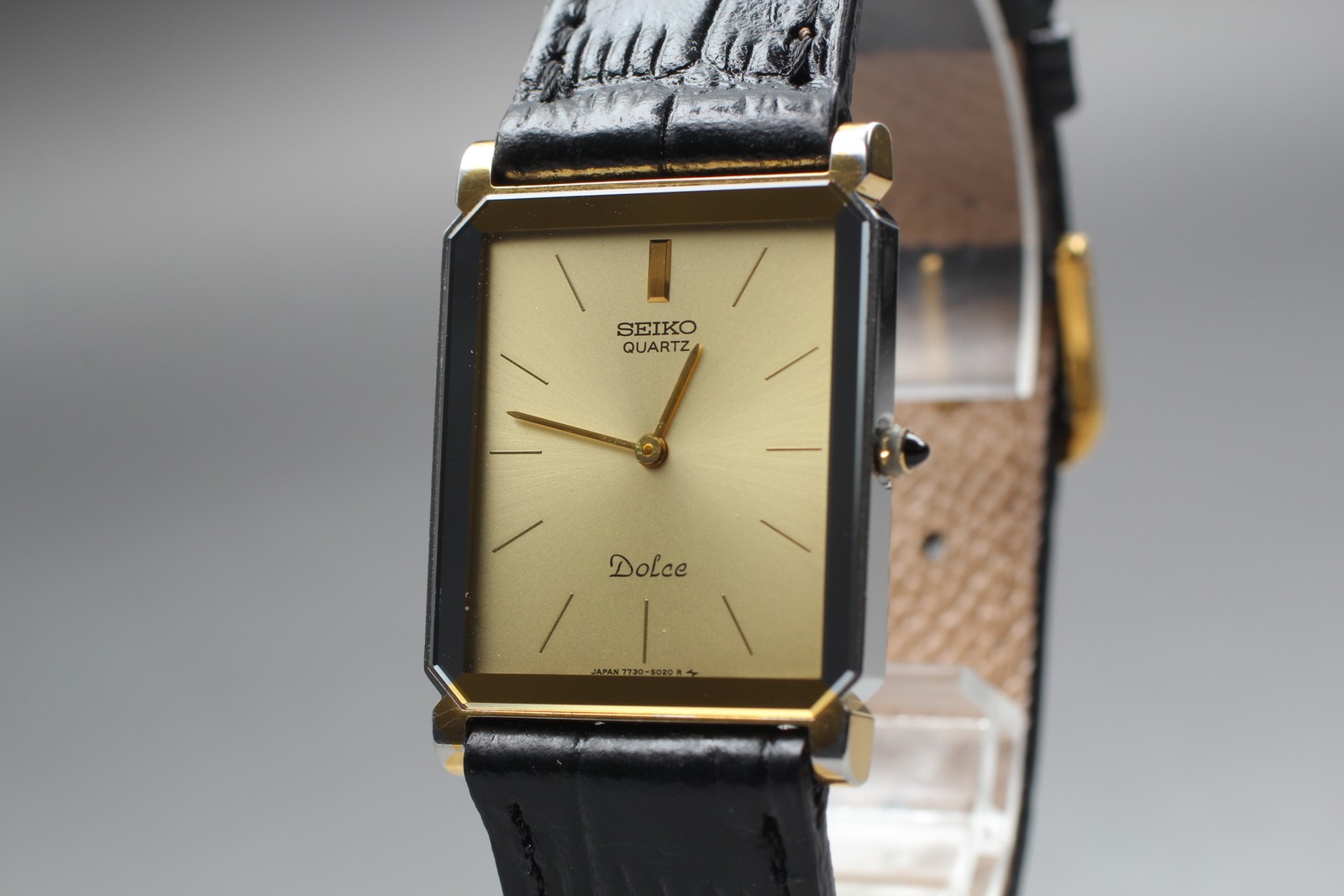 [N MINT] 1987 Seiko Dolce 7730-5020 Vintage Quartz Square Men’s Watch From JAPAN