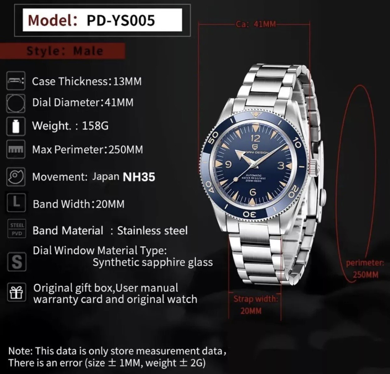 PAGANI Design 2024 41mm Men’s Automatic Mechanical Watch Stainless Steel Classic