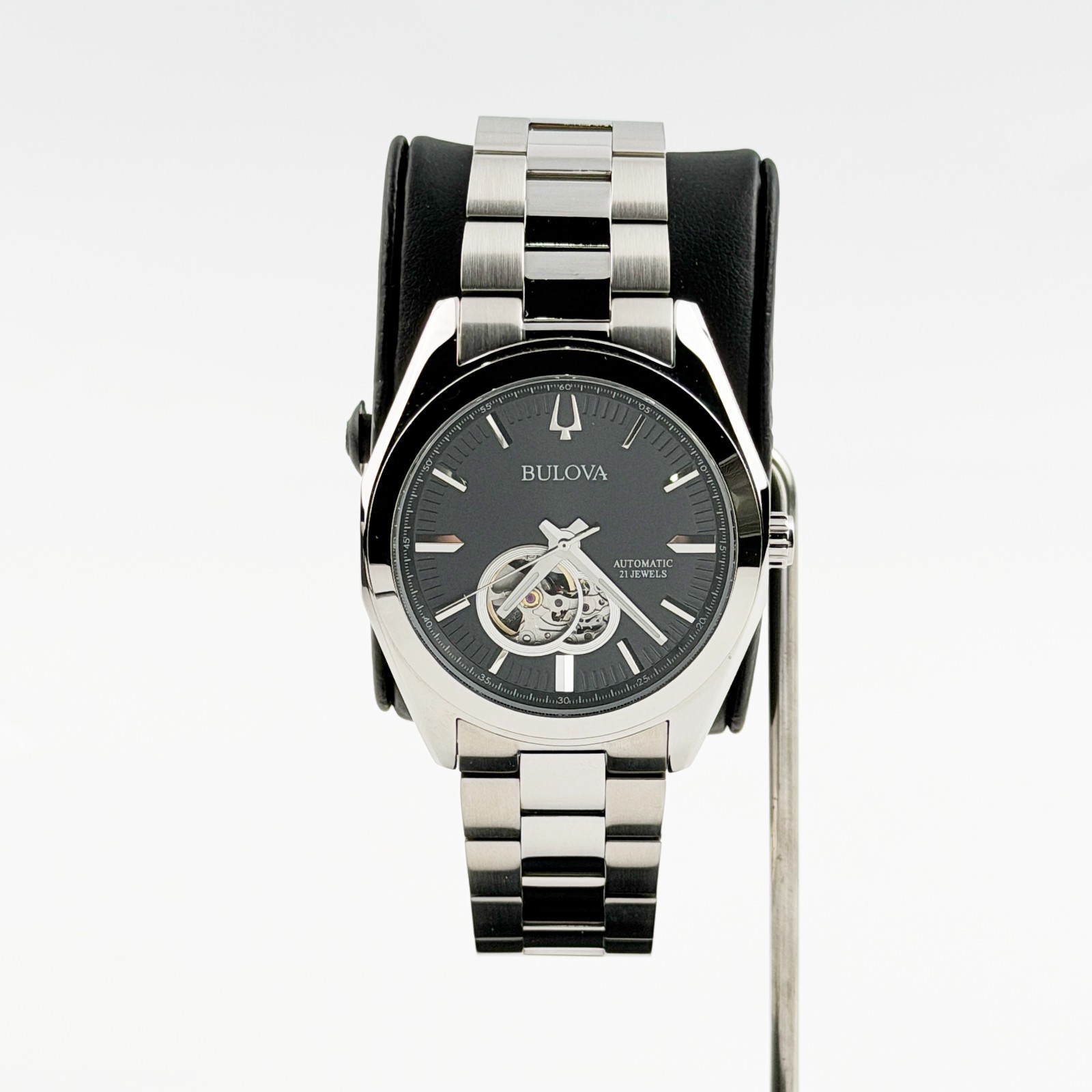 Bulova Surveyor 42 MM Automatic Men Watch Black Dial Stainless Steel 96A270