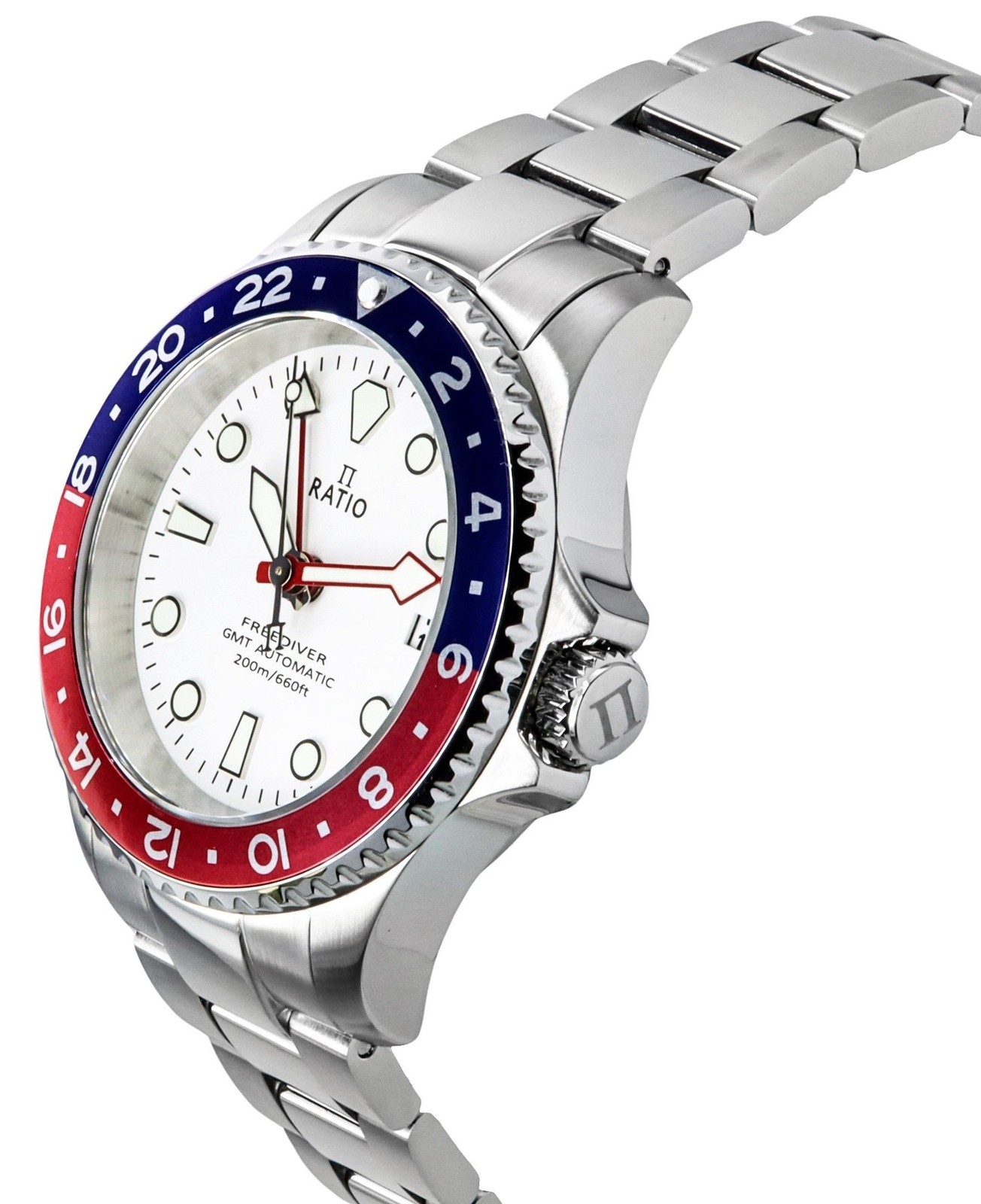 Ratio FreeDiver GMT White Dial Automatic Diver’s 200M RTF061 Men’s Watch