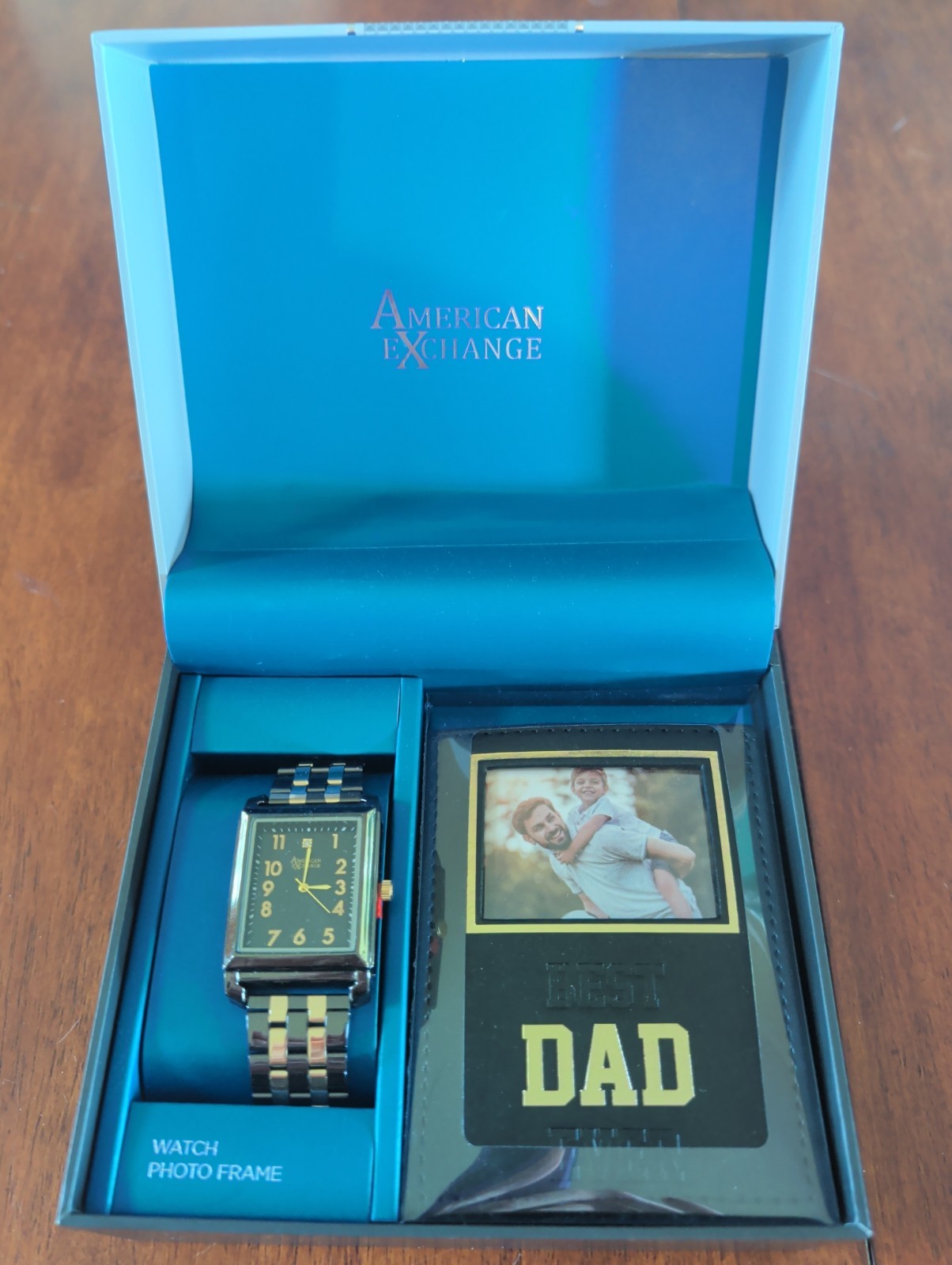 American Exchange Men’s Two-Tone Metal Alloy Analog Watch & Frame 42mm Gift Set