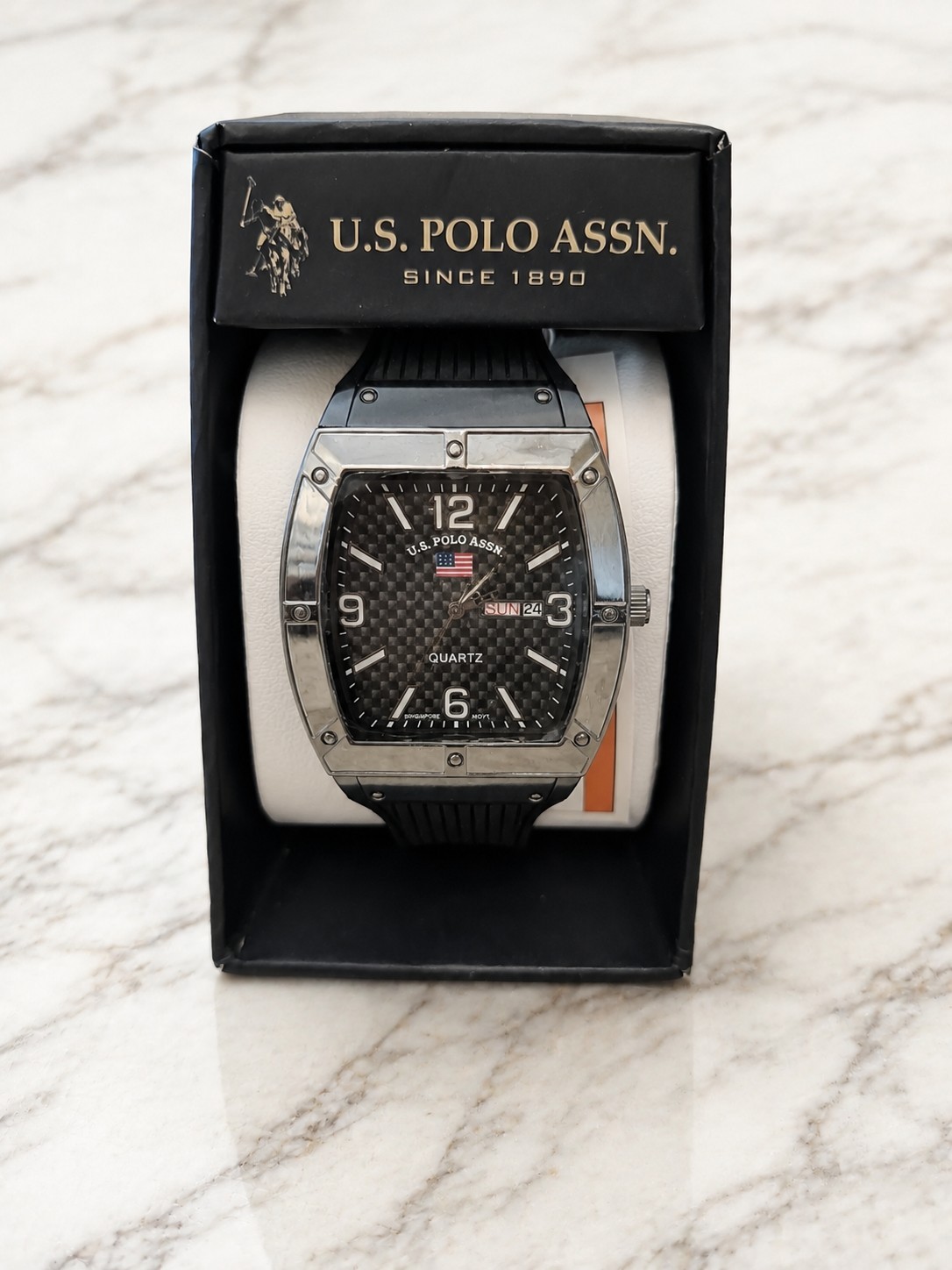 U.S. POLO ASSN. GunMetal Men’s Watch Gray/Black Rubber Strap NEW