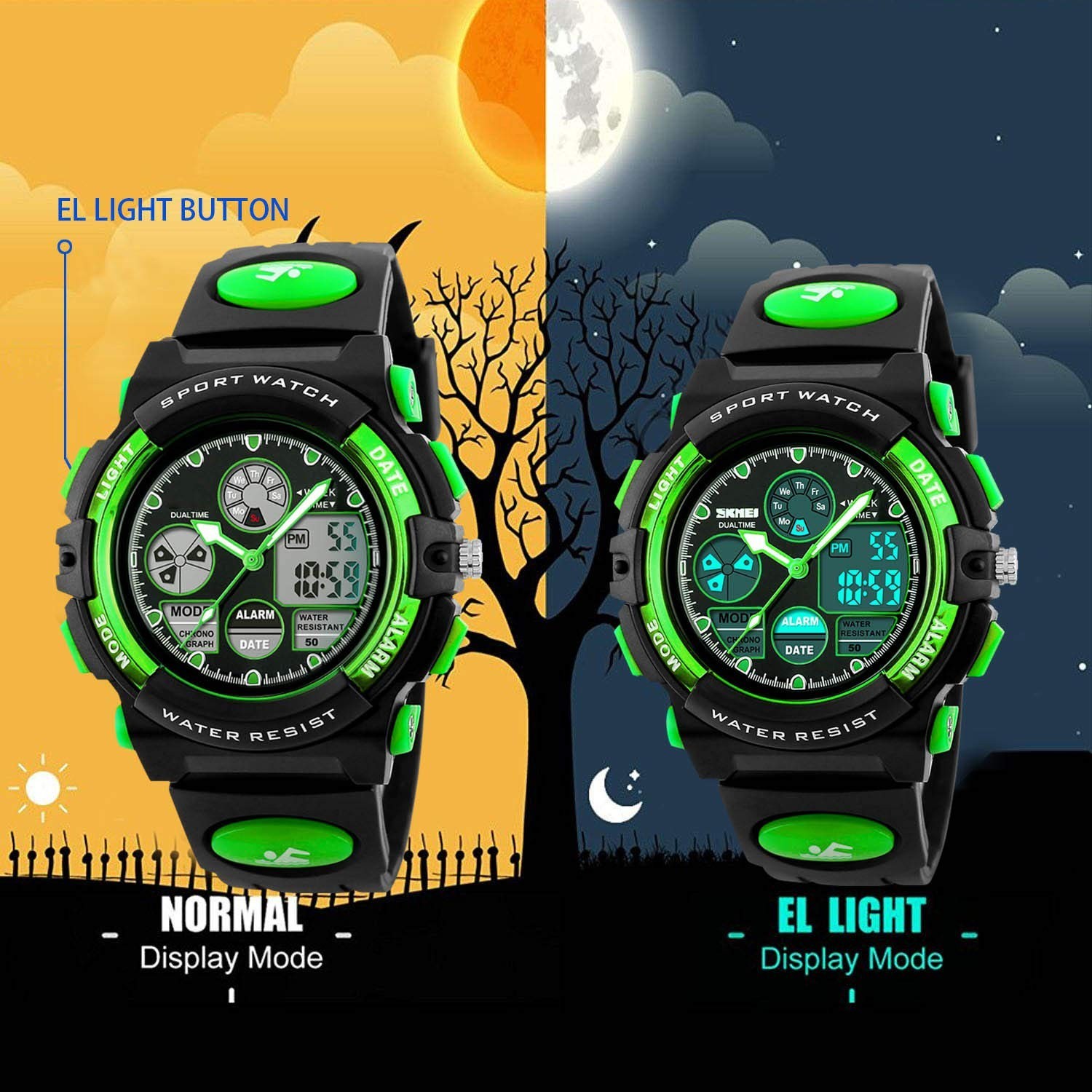 Kids Waterproof Sport Watch – Digital Analog Quartz, Alarm & Stopwatch, Outdoor