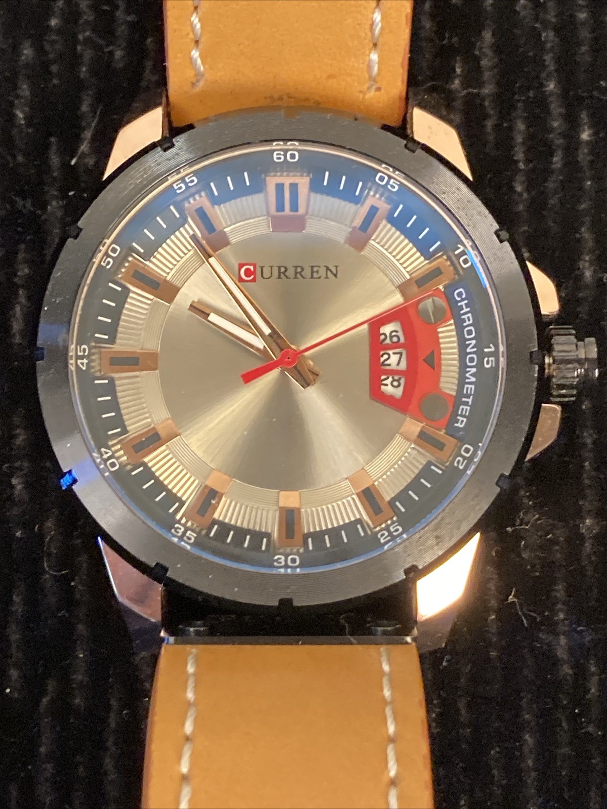 CURREN M:8284 Gold Black Men Sports Watch Quartz Date Business EUC Need Battery