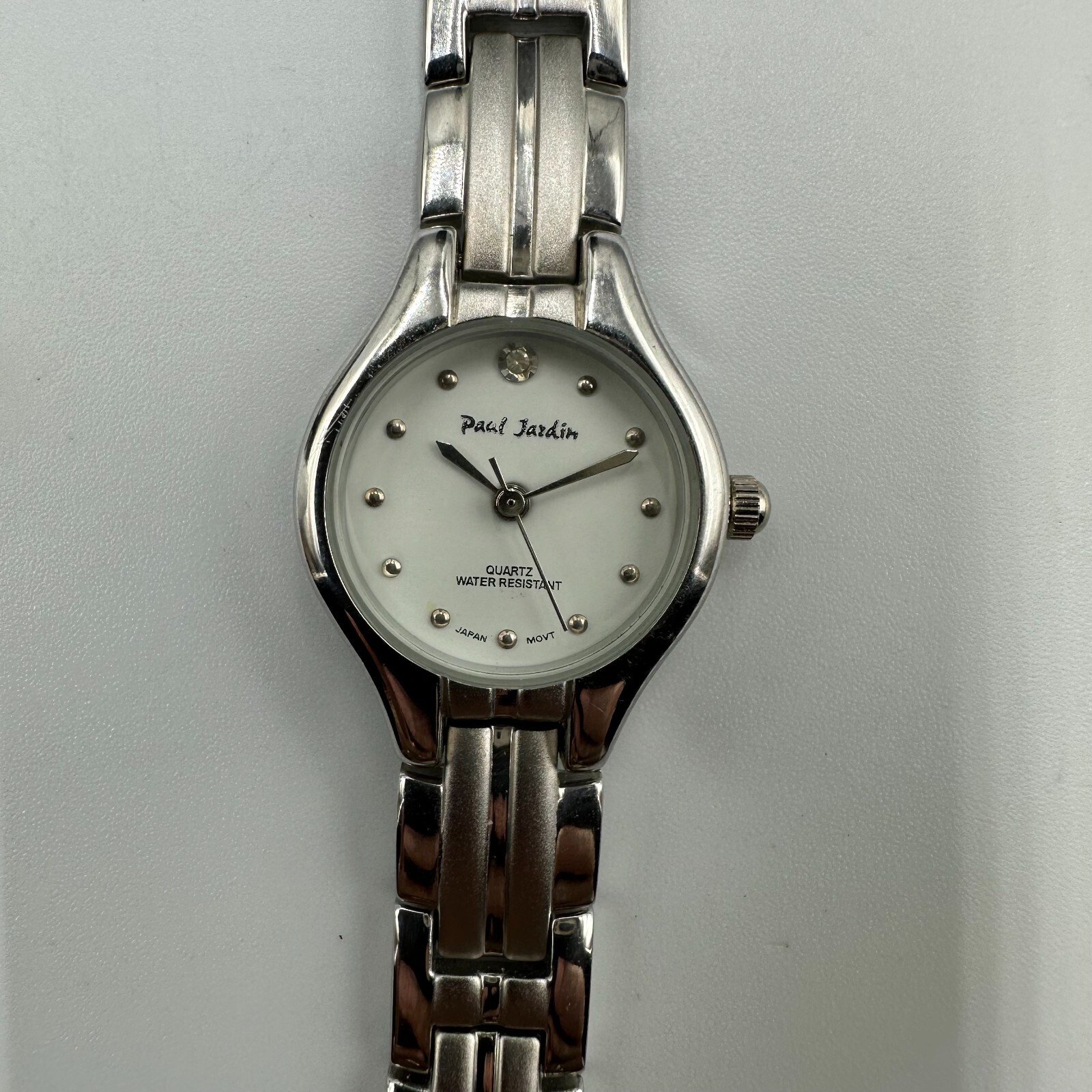 Paul Jardin Watch Women Silver Tone White Dial Round 13MM New Battery 8″