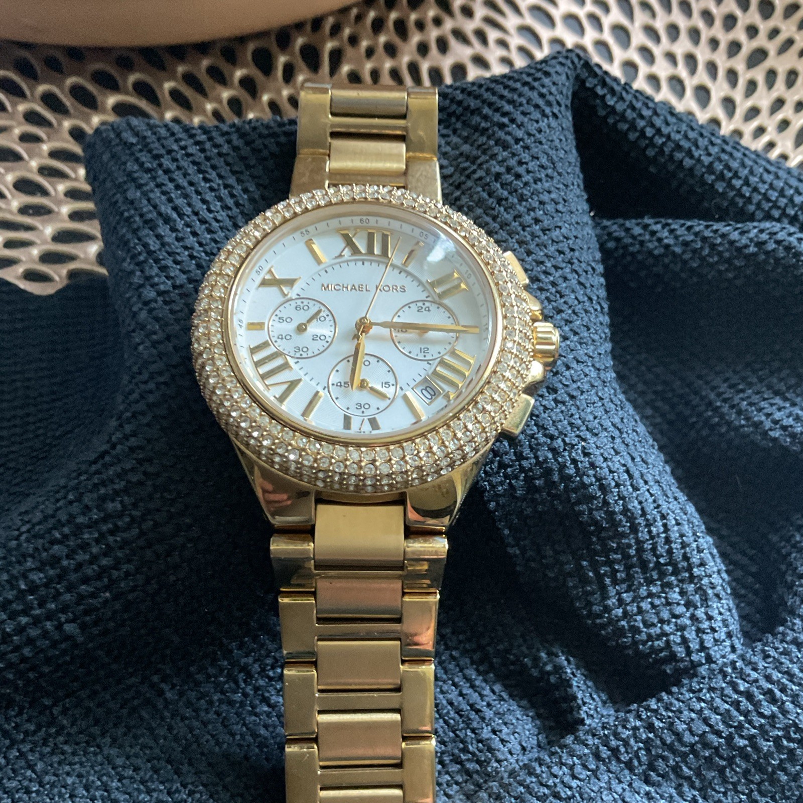 Michael Kors Parker Chronograph Quartz Gold Bracelet White Dial Roman 39mm