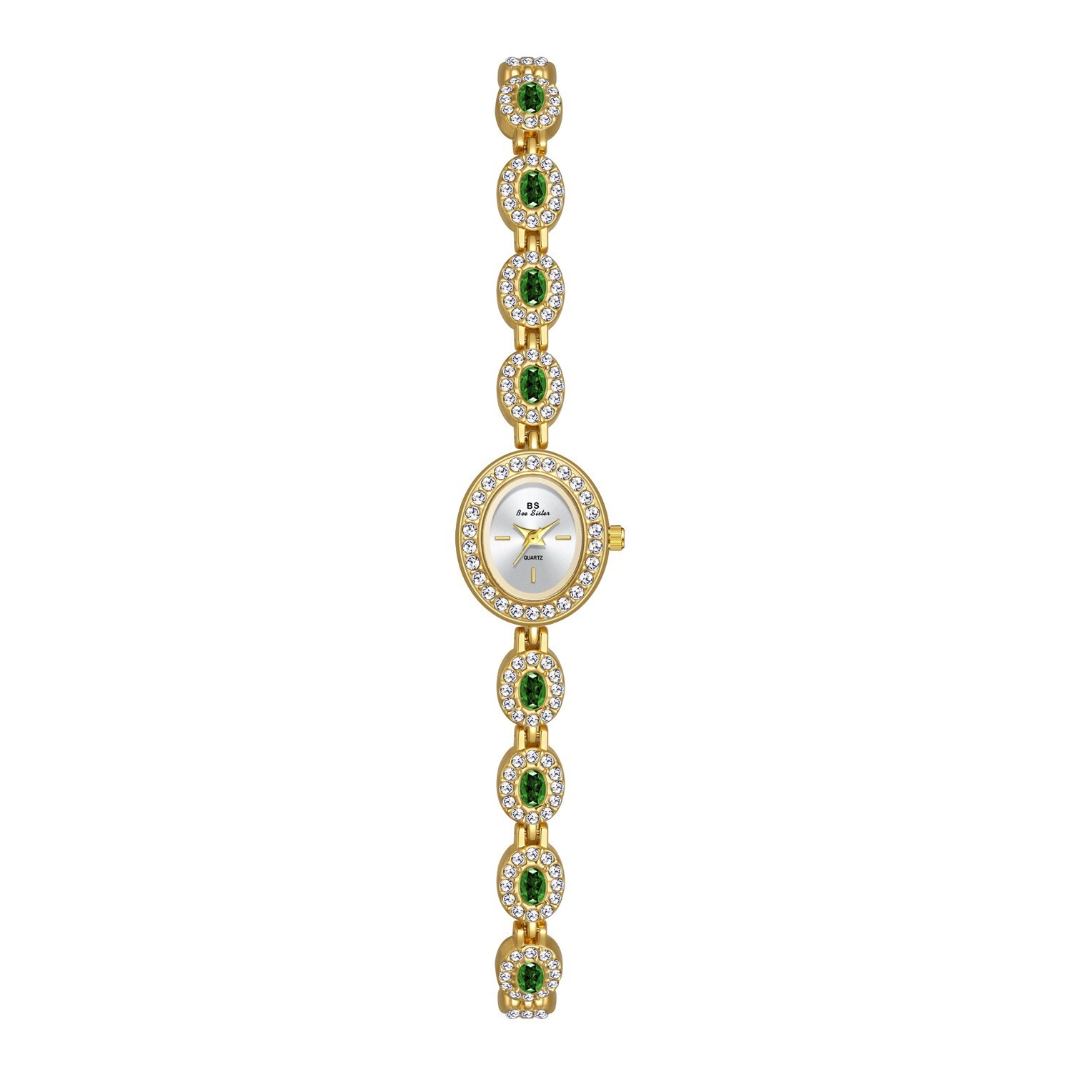 Luxury Women Watch Diamond Emerald Green Stone Bracelet Band Women’s Wrist Watch