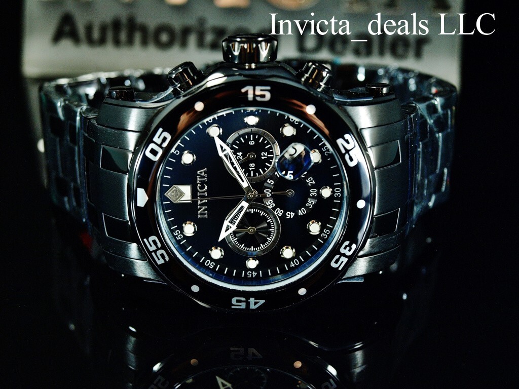 NEW Invicta 48mm Men’s Pro Diver SCUBA Chronograph BLACK DIAL Triple Black Watch