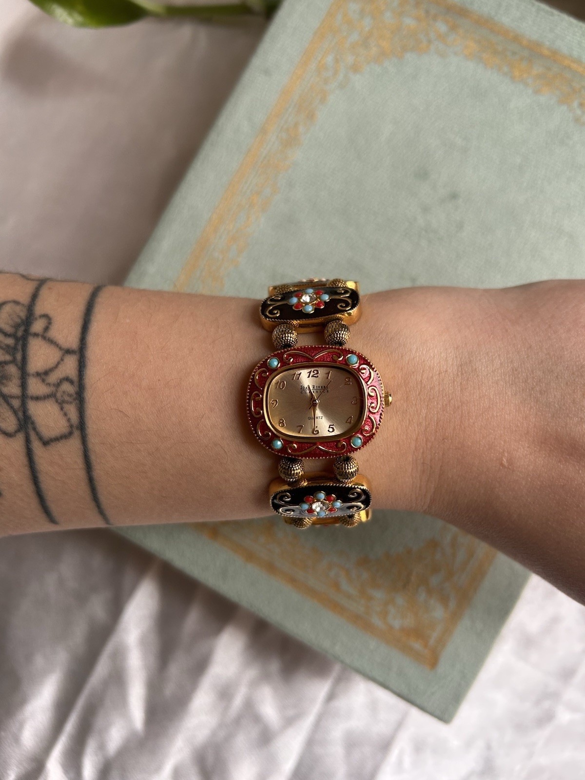 Vintage RARE Joan Rivers Floral Porcelain Watch