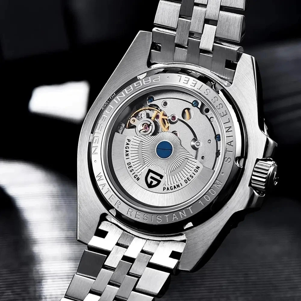 🔥USA🔥Pagani Design PD-1662 Master GMT Black Red Bezel Automatic Watch Oyster