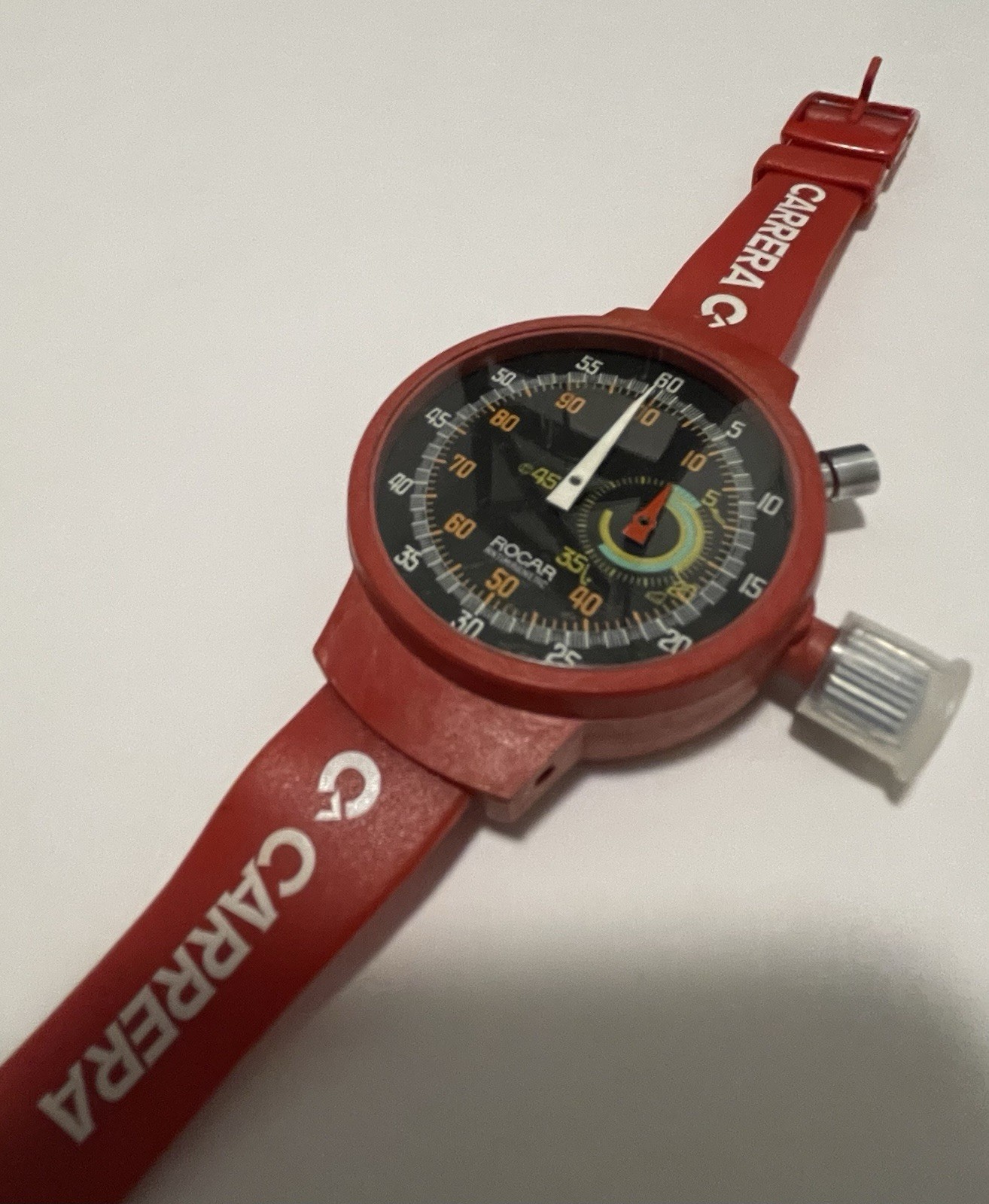 Vintage Carrera Rocar Mechanical Swiss Racing Stop Watch Wristwatch Racing Rare