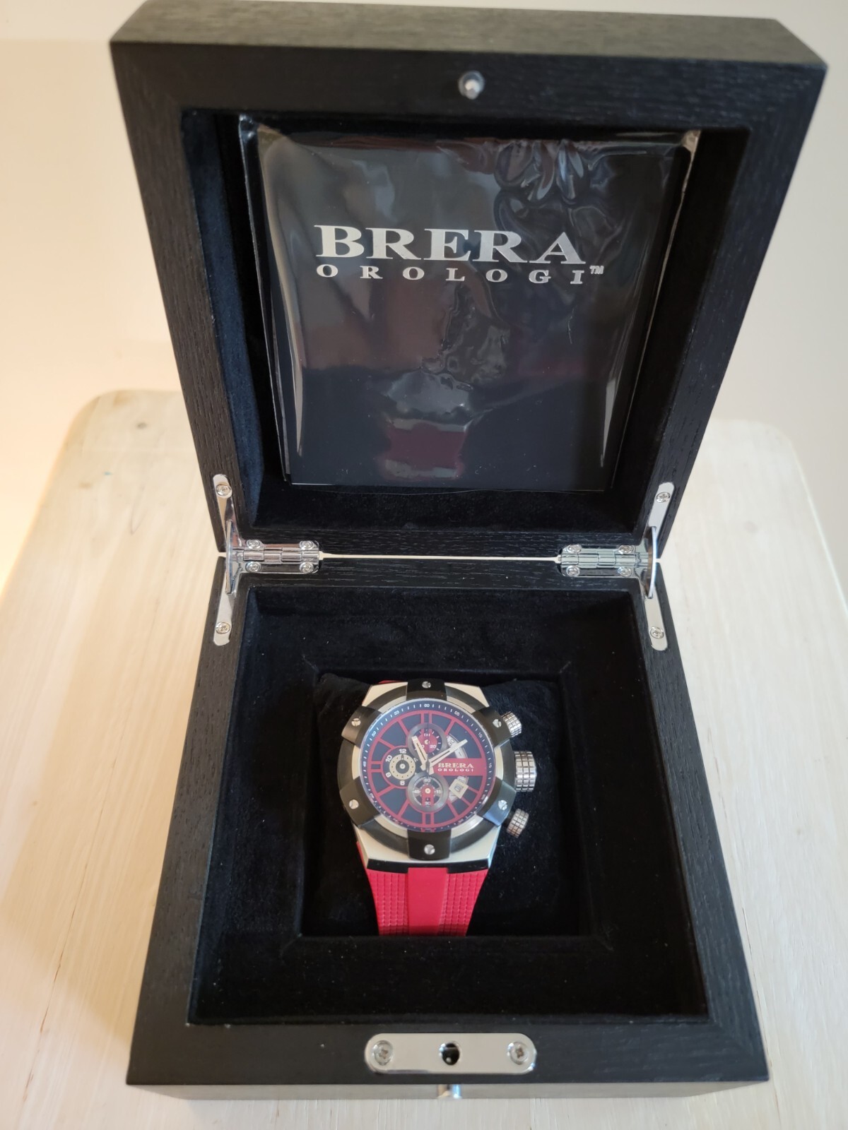 Brera Orologi AE01 Mod BRSSC49 Chronograph Quartz Black/Red Dial Men’s Watch-