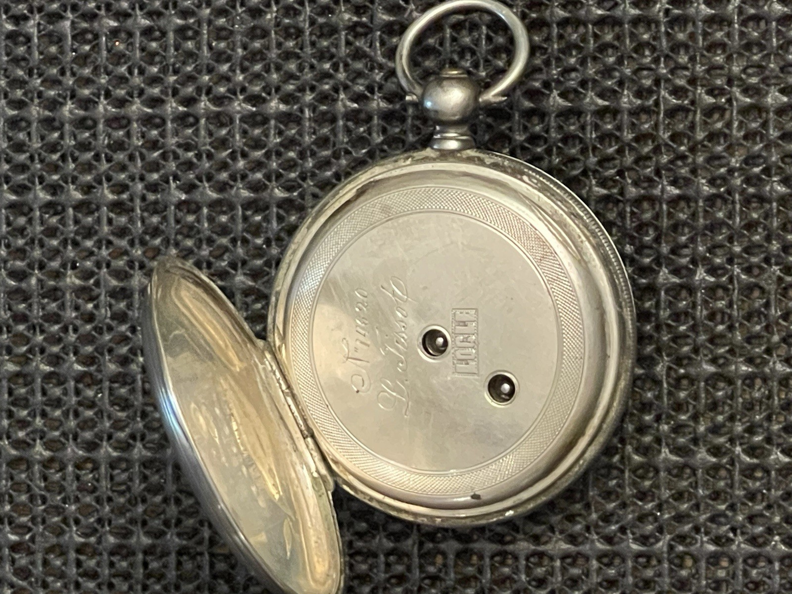 Antique L Tissot Locle Fine Silver Pocket Watch Key Wind Hunter 56g Parts/Repair