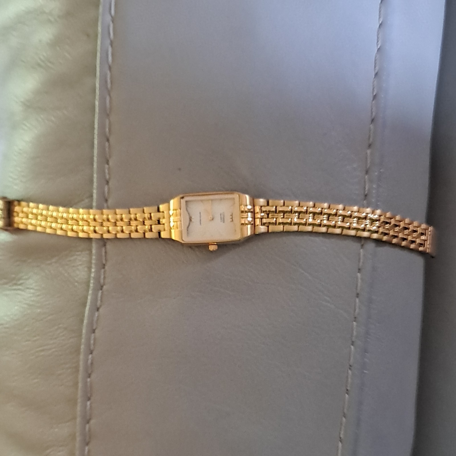 Citizen Quartz Water-Resistant Rectangle Gold Tone SS Bracelet White Dial