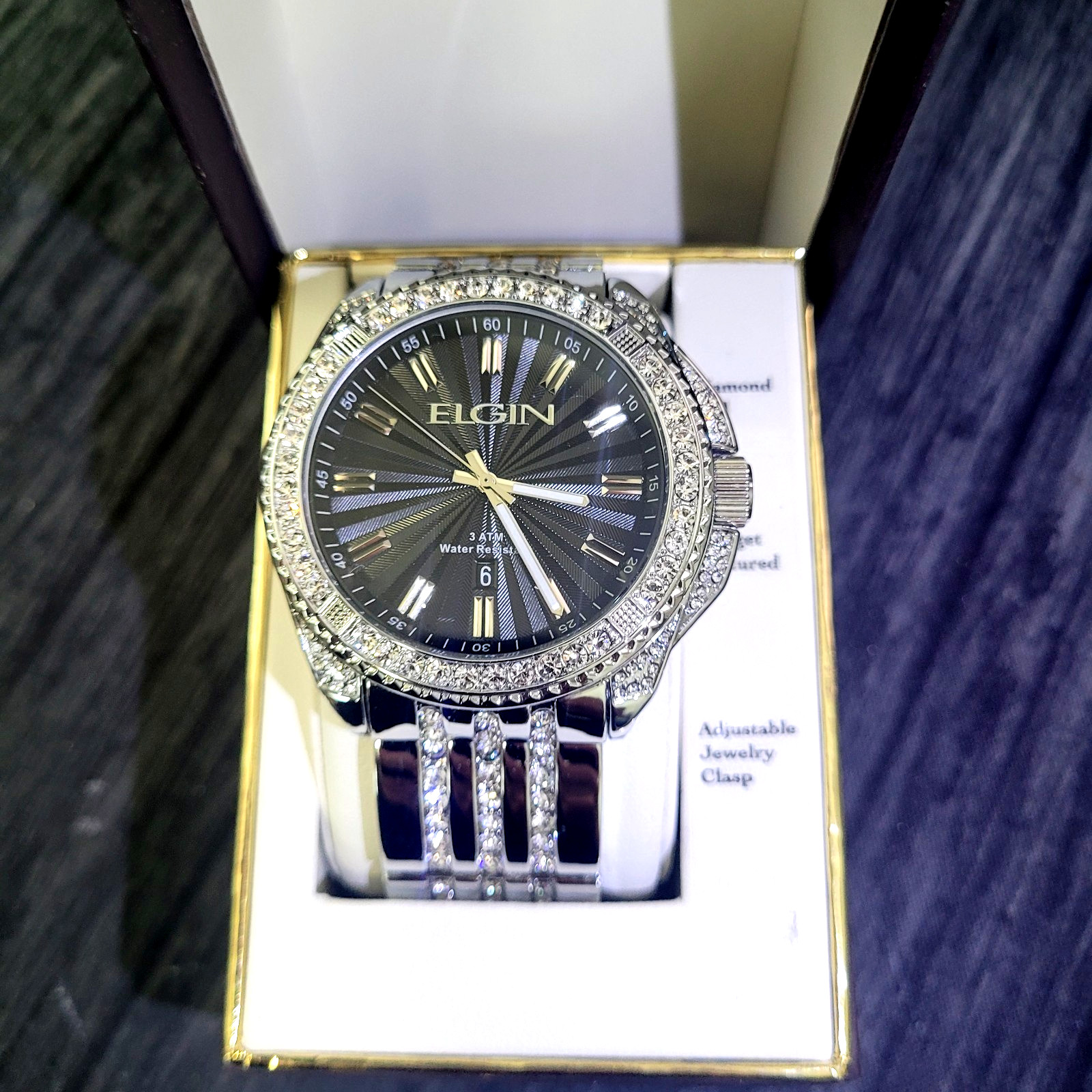 Rare Elgin Diamond Bezel Paved Mens Watch Authorized Dealer