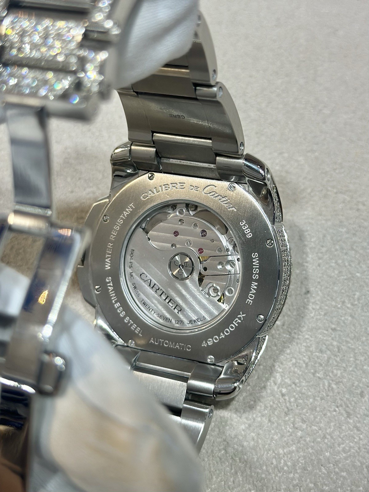Cartier Calibre 42MM S/S Custom Diamond Automatic Watch – Approx 25.00 CTW