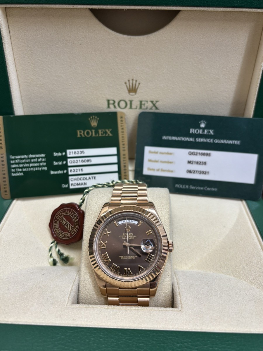 Rolex Day-Date II 218235 President 41MM Rose Gold Chocolate Dial Box (PD2103610)