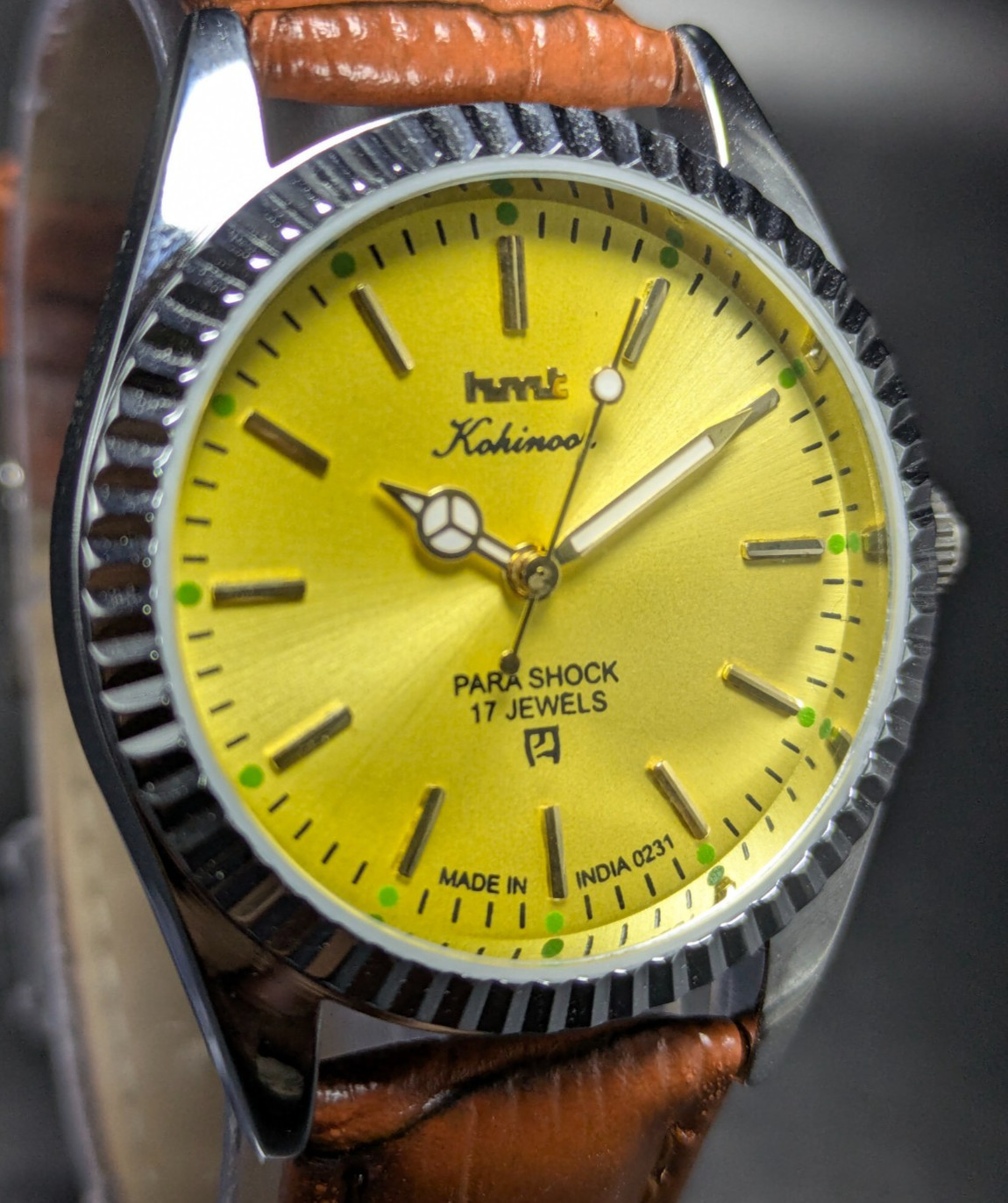 vintage HMT kohinoor manual winding 17 jewels gold dial men’s watch