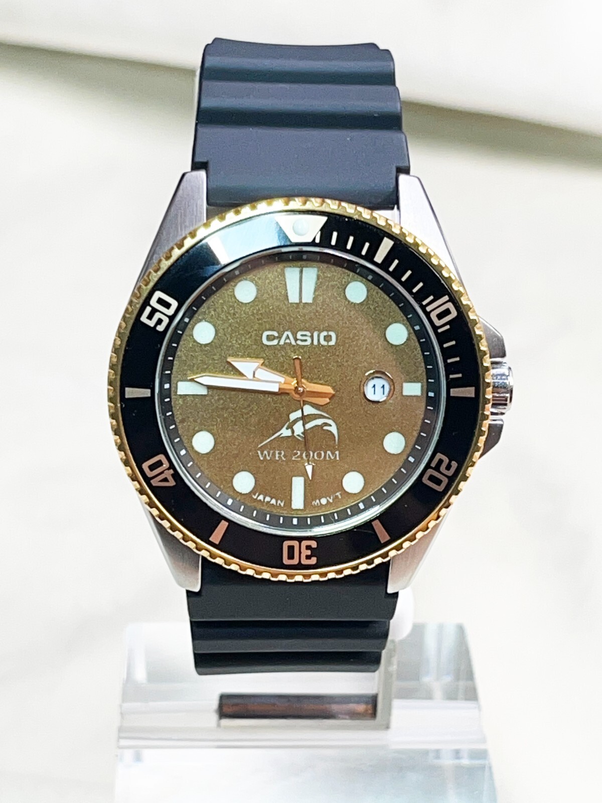 NEW Watch Casio Duro MDV-106- BEST MOD Metalic GOLD DIAL FULL Lume Markers