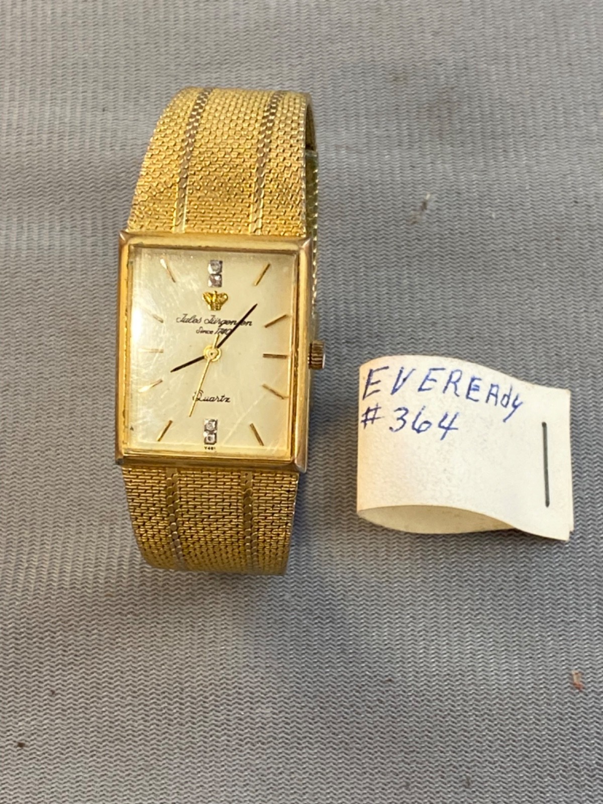 Rare Vintage Mens Jules Jurgensen 4602 Watch Diamond Edition Gold Tone Square
