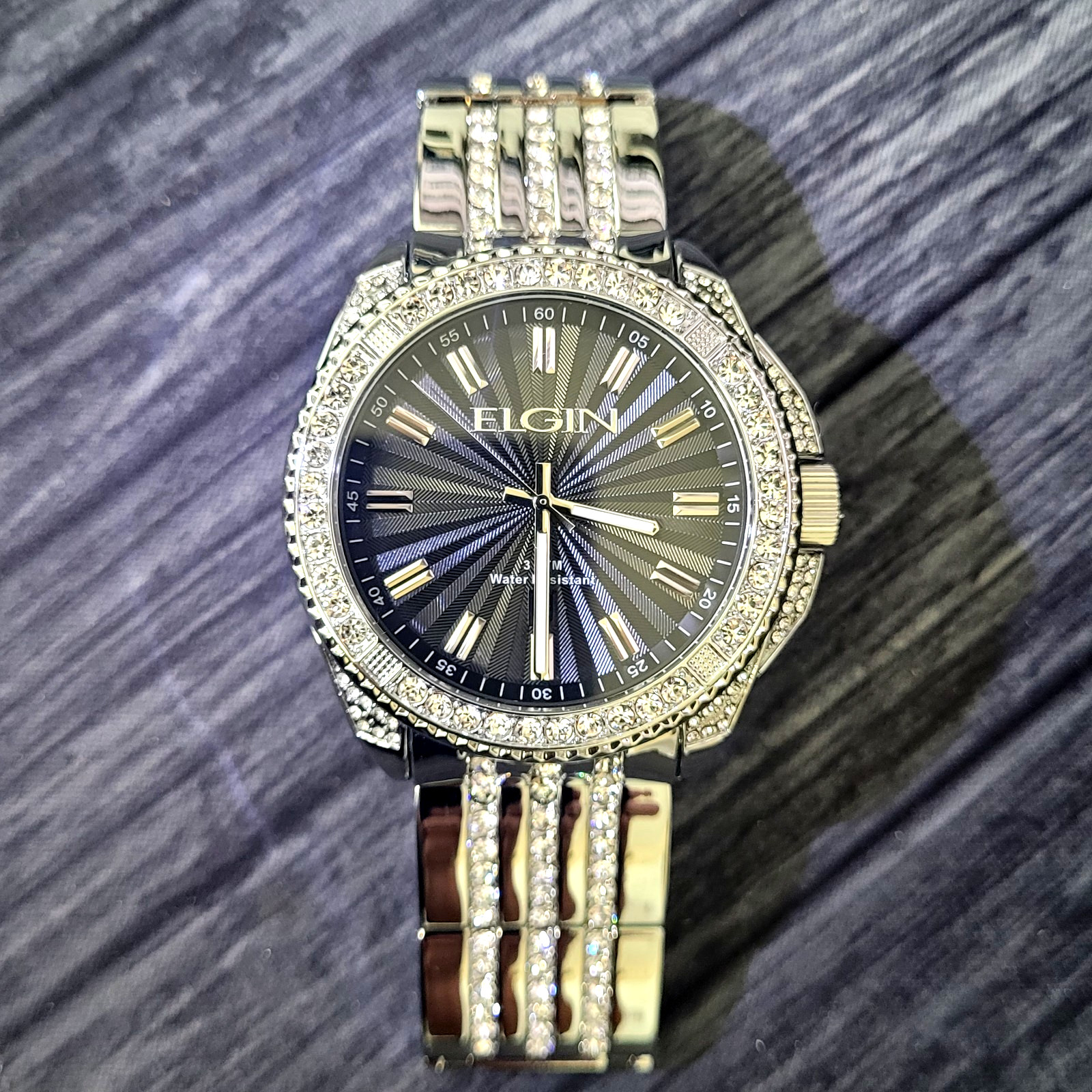 Rare Elgin Diamond Bezel Paved Mens Watch Authorized Dealer