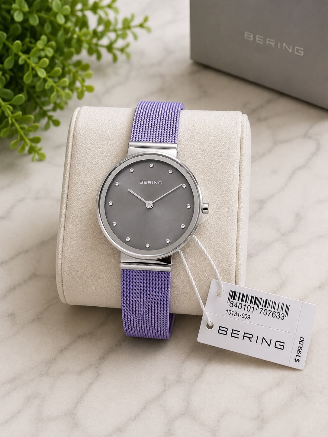 Bering Classic 10131-909 Lavender Dial Mesh Stainless Steel Women’s Watch