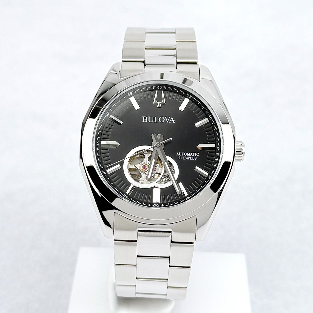 Bulova 96A270 Men’s Surveyor Automatic Black Dial Stainless Steel Watch 42mm