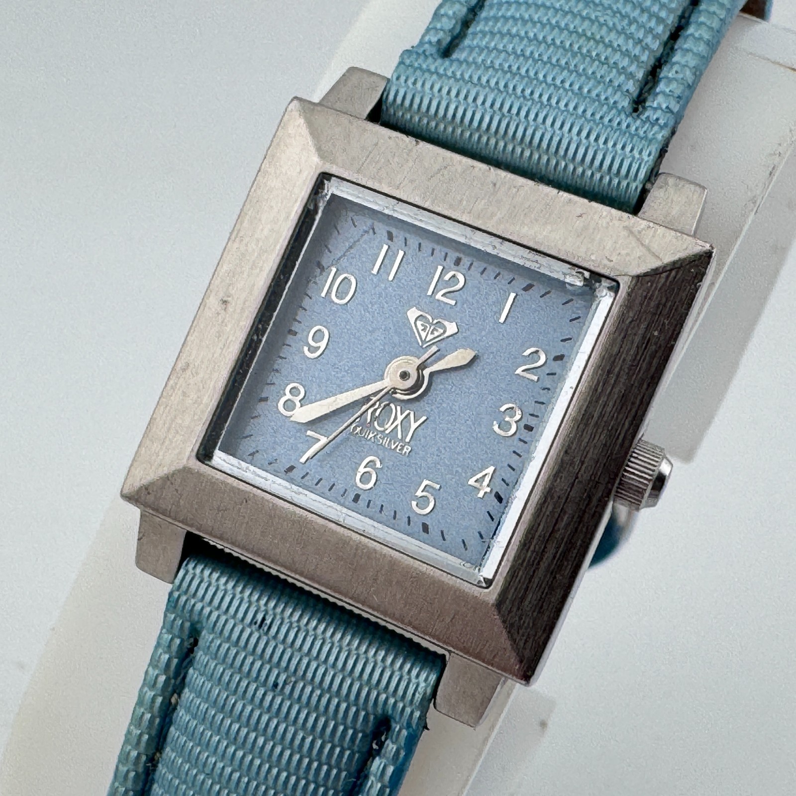 Roxy Quiksilver Quartz Watch RX1460 Women 21mm Silver Square Leather New Battery