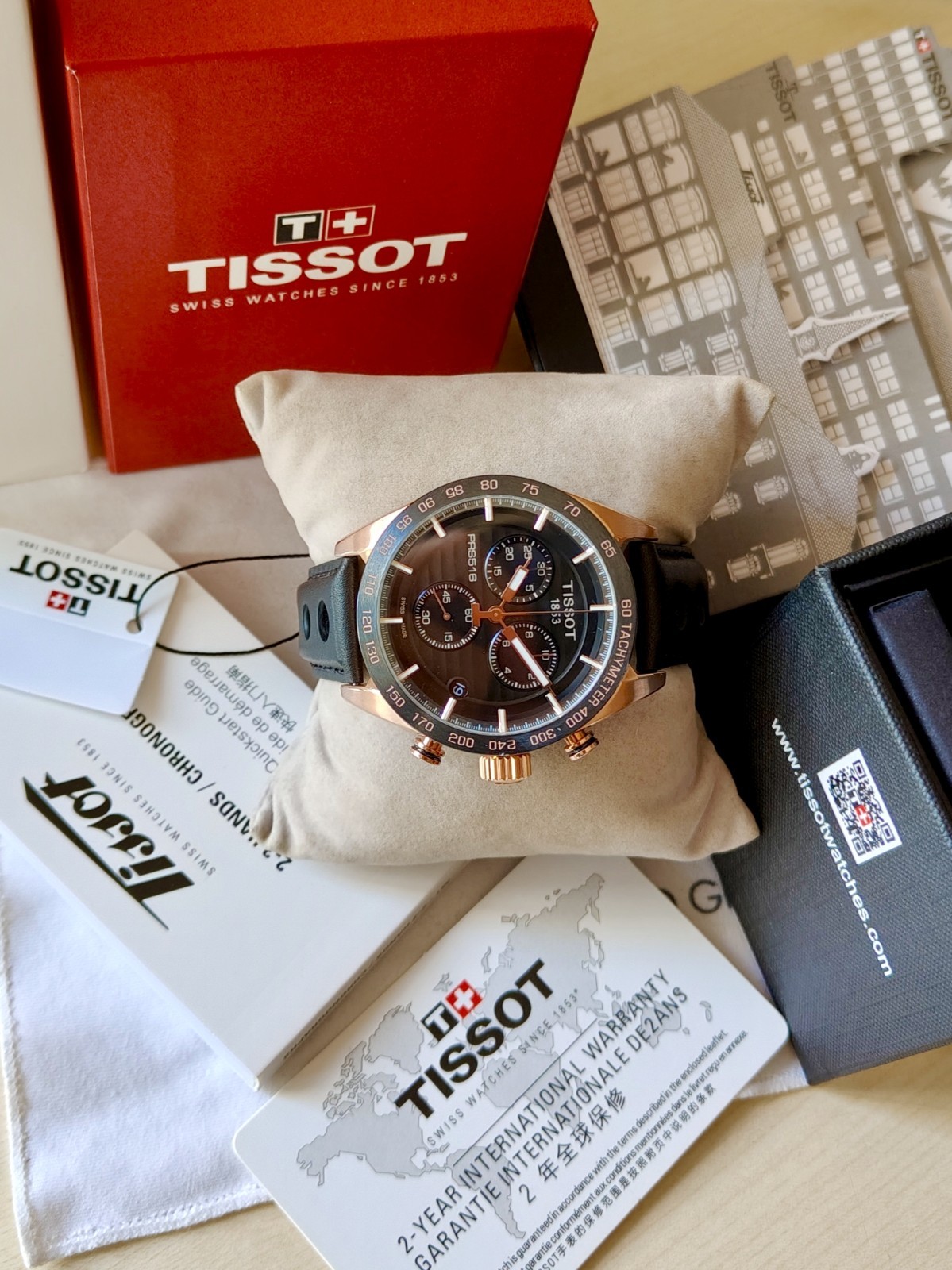 Tissot PRS516 Motorsport Racing Steel Chronograph Men’s Watch Black & Gold Dial