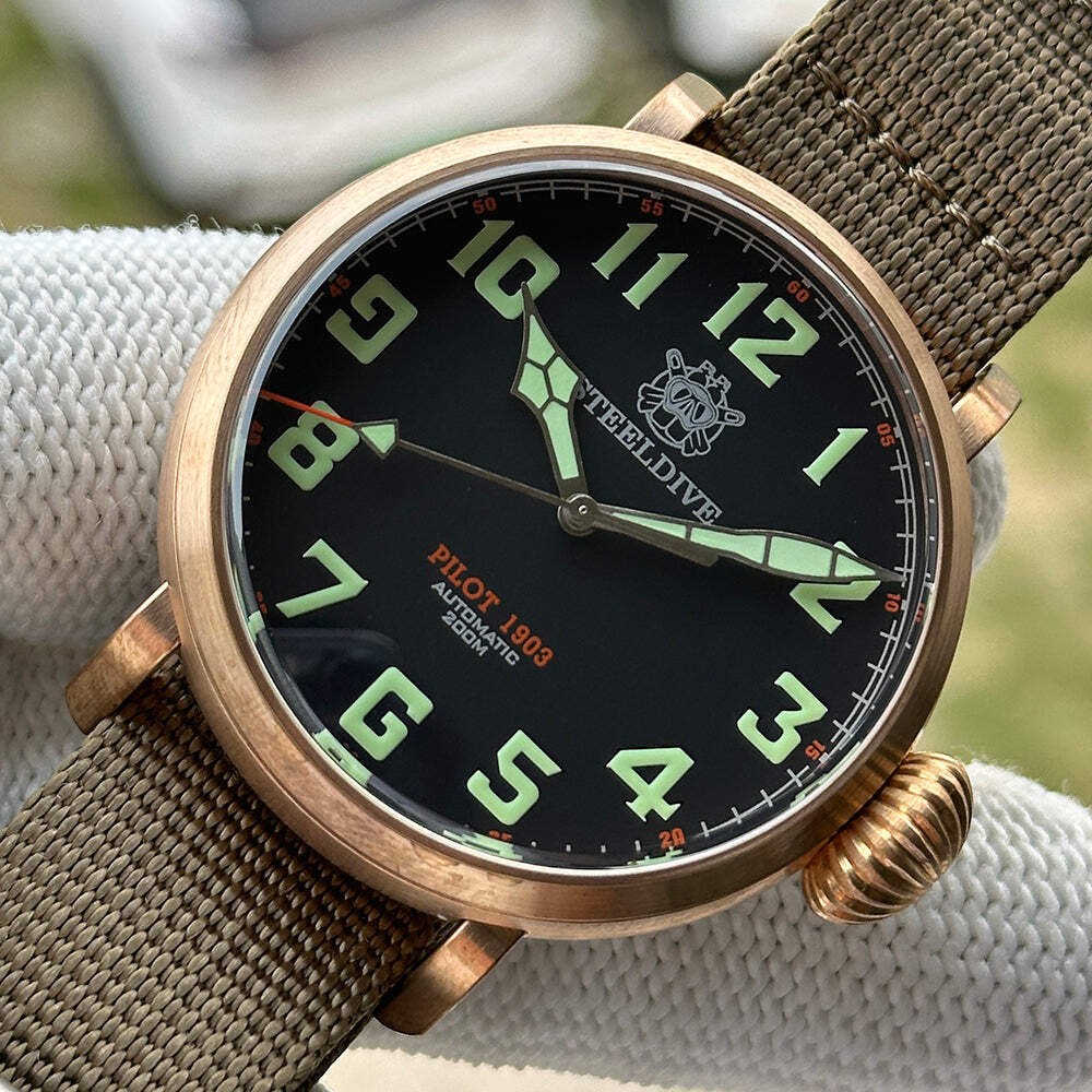 STEELDIVE SD1903S — C3 Green 46.5MM Bronze Case 200M NH35 Men’s Dive Watch