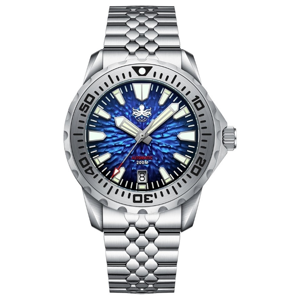 PHOIBOS KRAKEN PY059B Reef Blue Automatic Mens Dive Watch Stainless Steel 200m