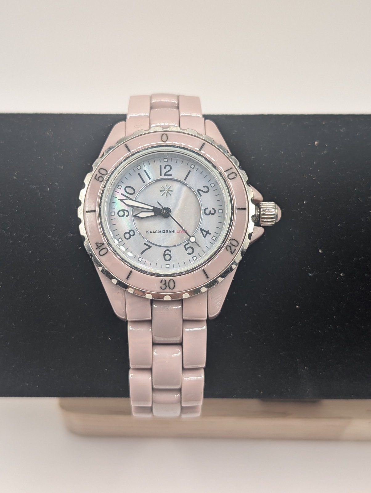 Isaac Mizrahi Live Womens Watch 34mm MOP Dial Pink Ceramic