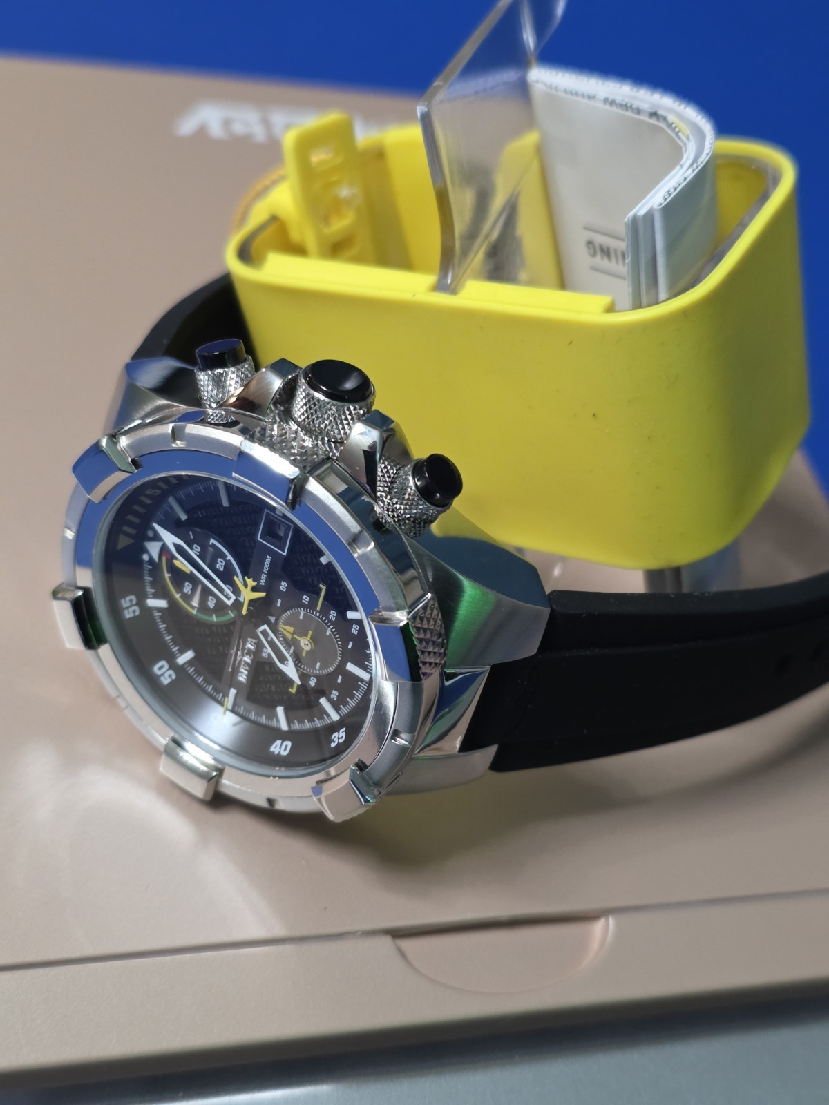 Invicta Aviator JetFrame Watch 50mm- Carbon Fiber Aviator dial & Black Silcone
