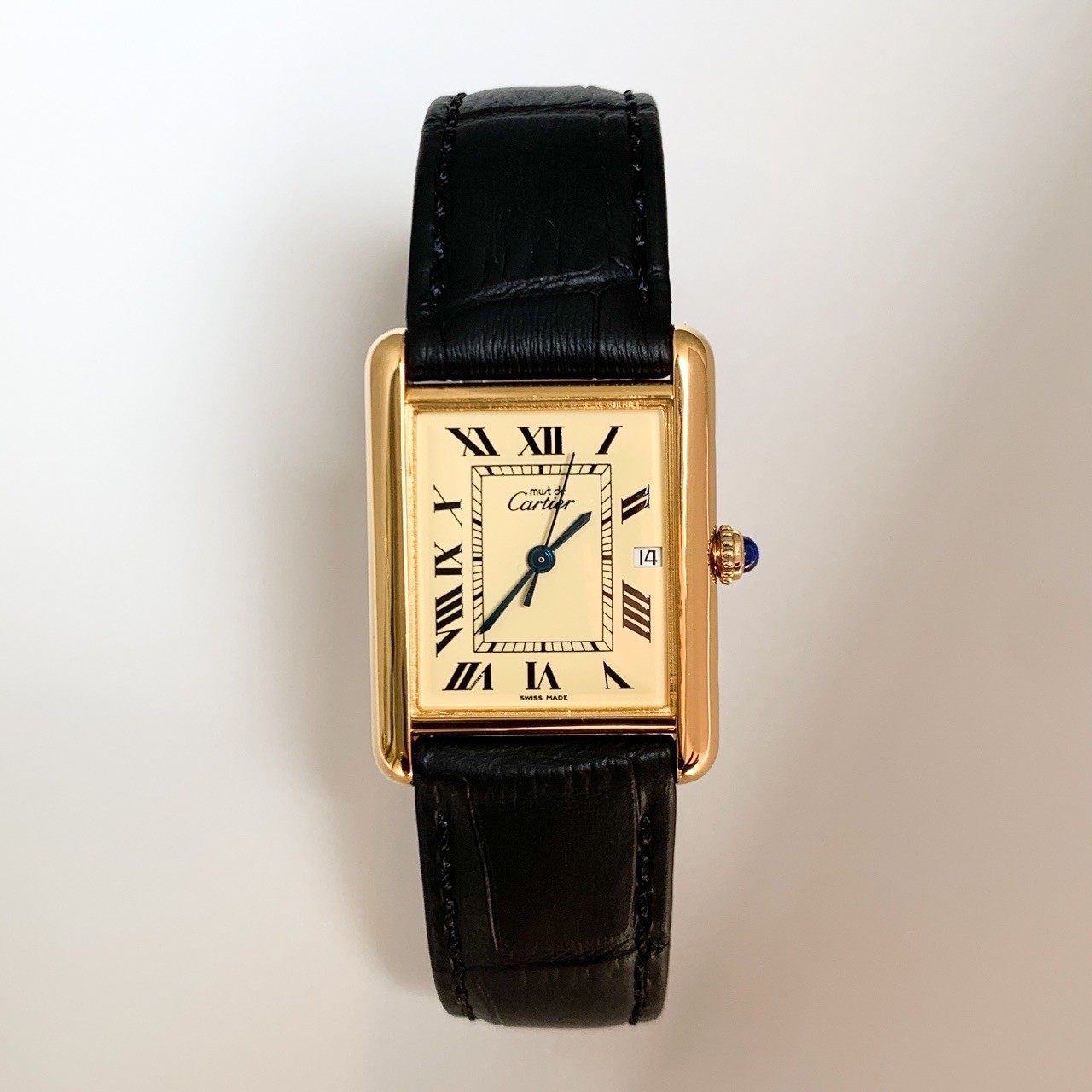 CARTIER Must Tank XL Date 3-Hand Beige Roman Dial Gold mens Watches Watch