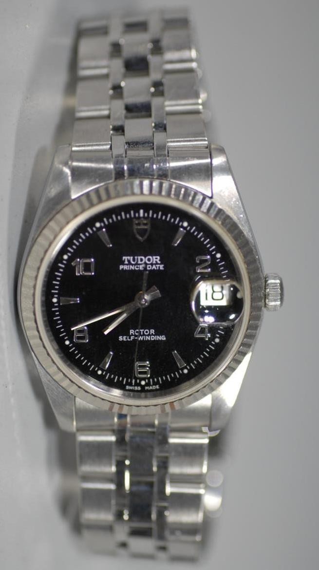Rolex Tudor Prince Date Solid Gold Bezel 74034 Nice with factory paper case box!