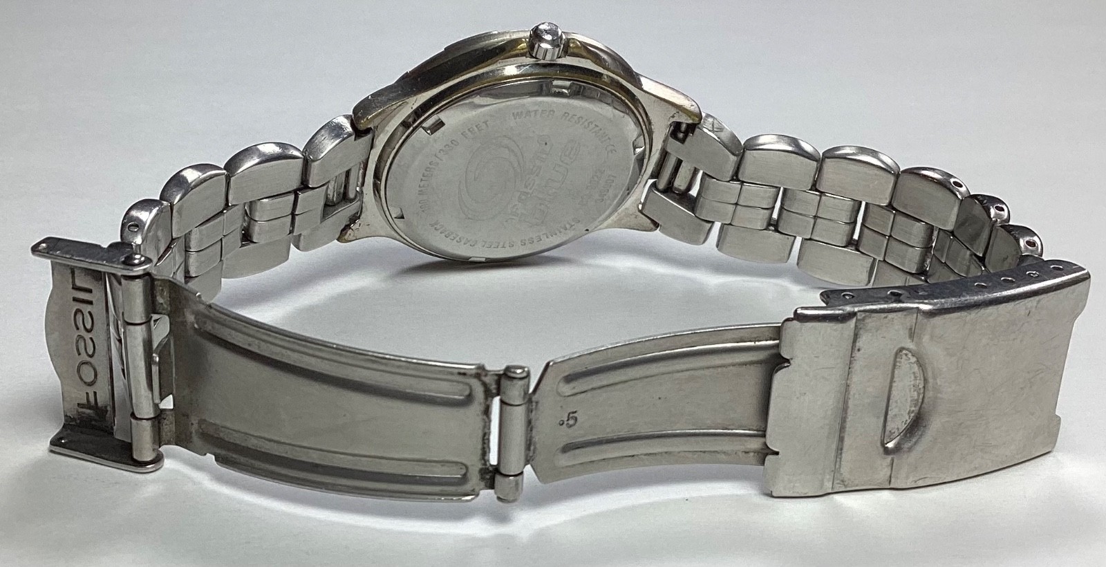 Fossil Blue Mens Watch BQ9022 WR100m Day/Date New Battery 6.5”